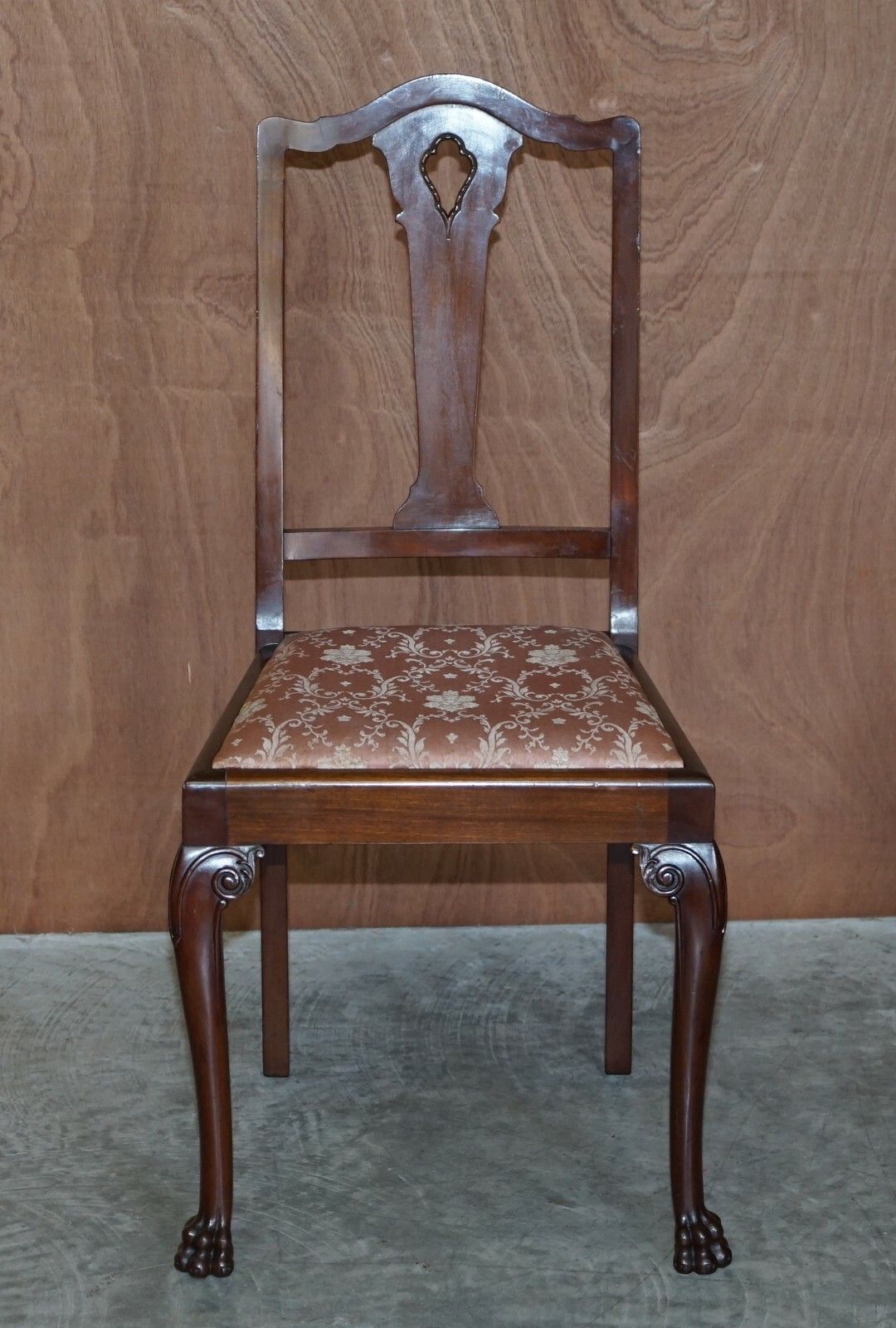 Pair Of Antique Honduras Mahogany English Hand Carved Lion Hairy Paw Feet Chairs photo for sale
