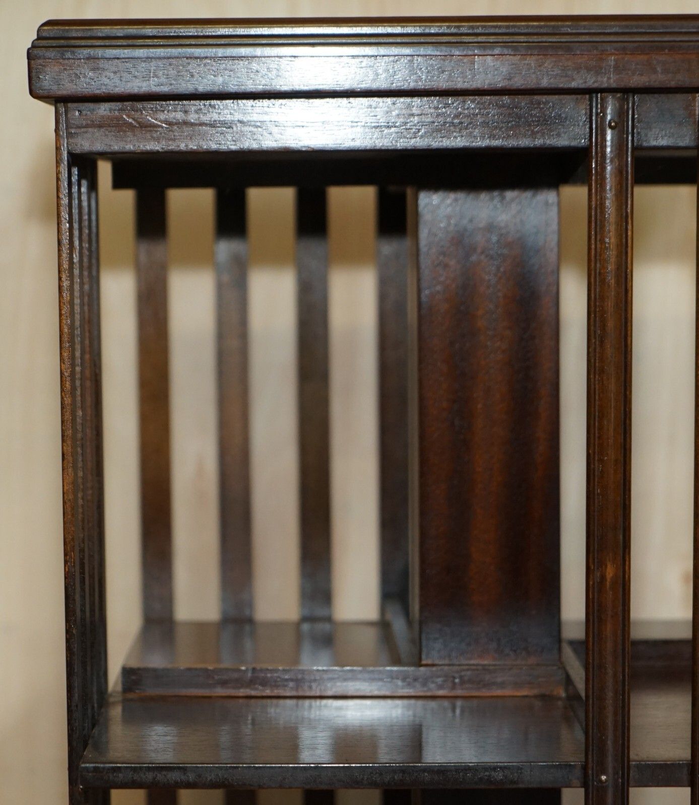 Vintage Sheraton Revival Mahogany & Satinwood Revolving Bookcase Side End Table photo vinterior