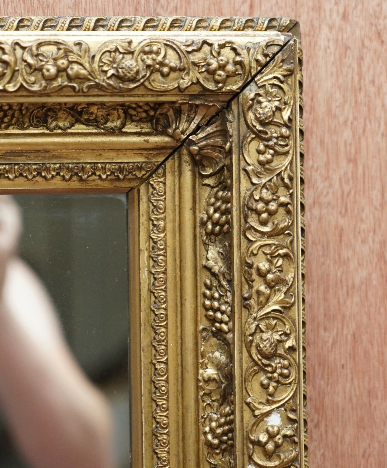Exceptionally Carved & Heavily Detailed Period Victorian Wall Giltwood Mirror photo buy