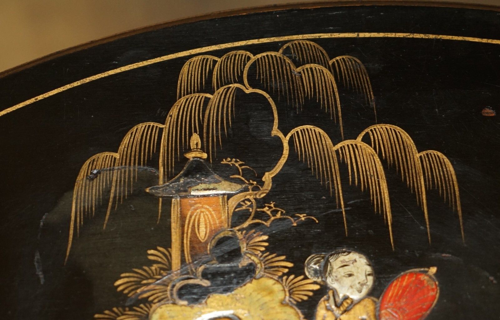 1350.0 Nest Of Three Circa 1900 Chinese Chinoiserie Lacqurered Side Kidney Tables photo