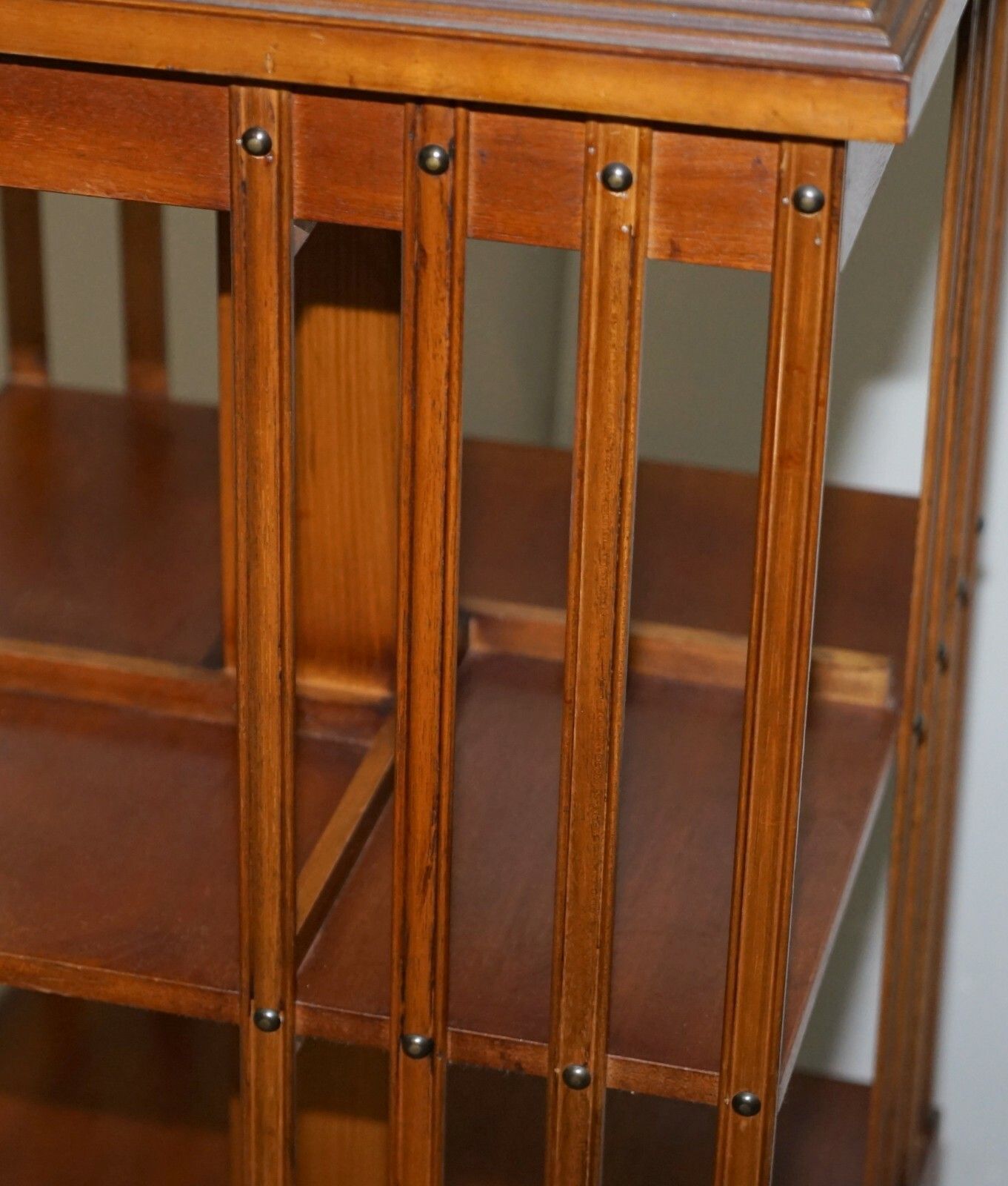 photo furniture Circa 1900 Edwardian Burr Walnut & Satinwood Revolving Bookcases Sheraton Inlaid