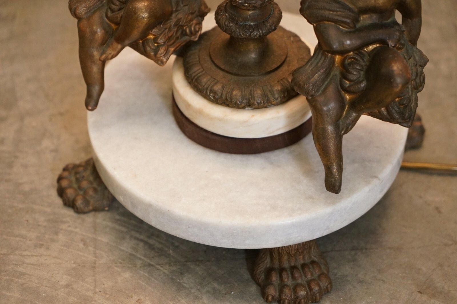 photo furniture Lovely Circa 1920's Marble & Brass Floor Standing Lamp With Cherub Putti's Angel