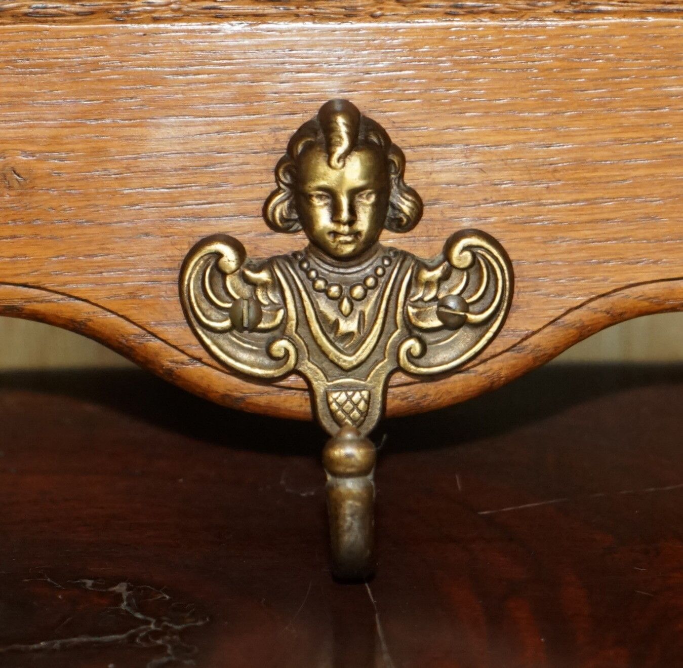 Antique Dutch Heavily Carved Oak Coat Hat Scarf Wall Rack Hanger French Hooks photo buy