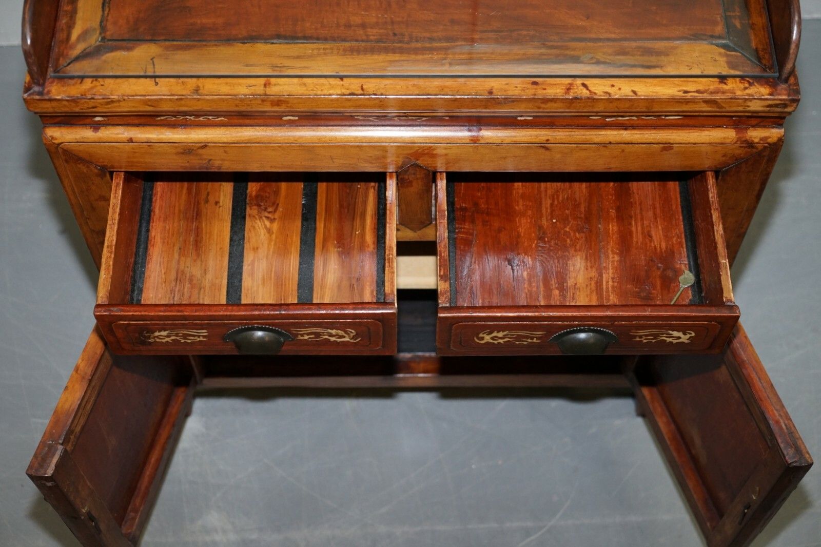 1350.0 Antique Chinese Export Circa 1900 Redwood Lacquered Inlaid Wash Stand Sideboard photo