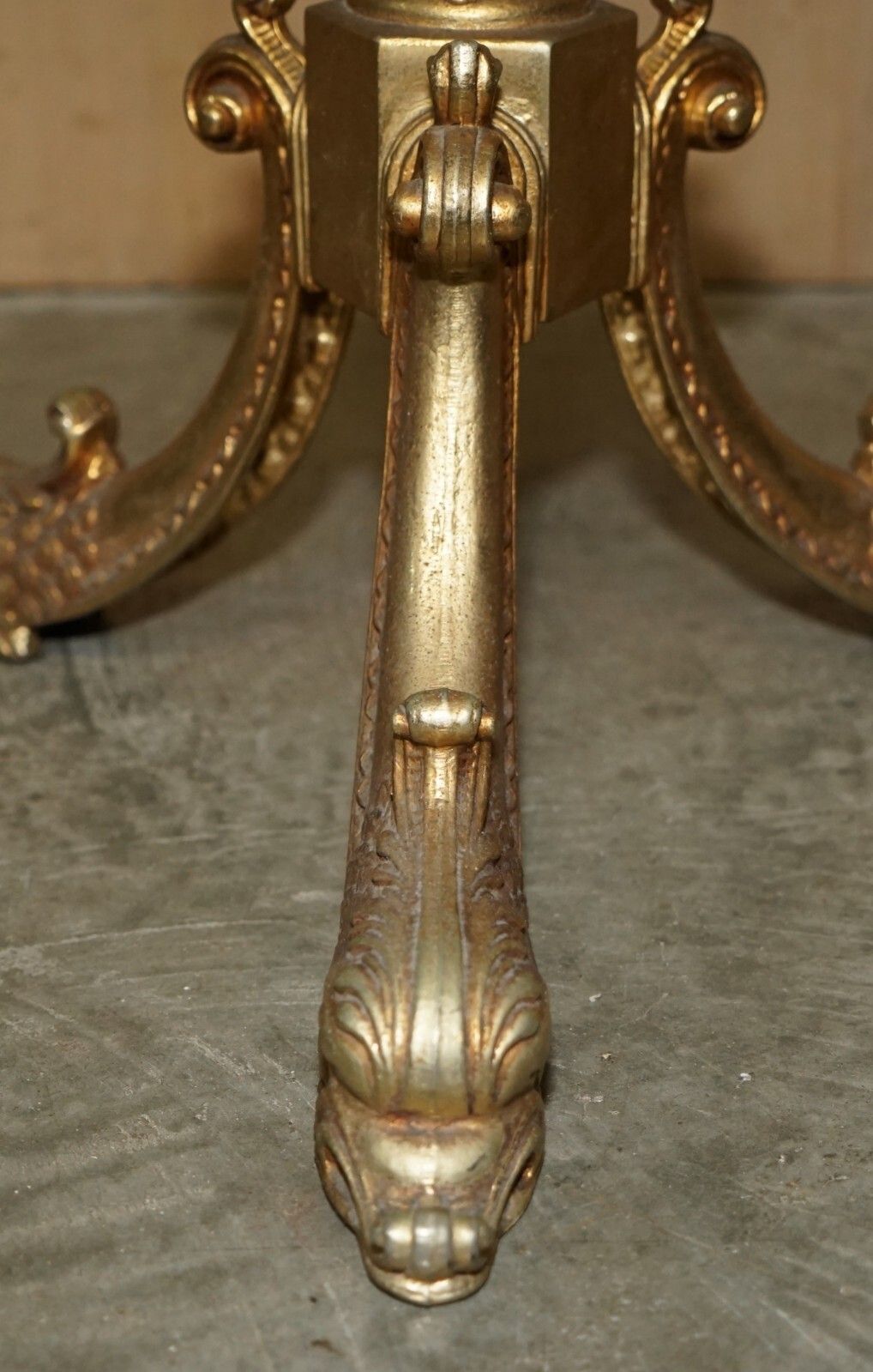1460.0 Antique Victorian Circa 1880 Brass Coat Hat & Scarf Stand Rare Dolphin Cast Legs photo