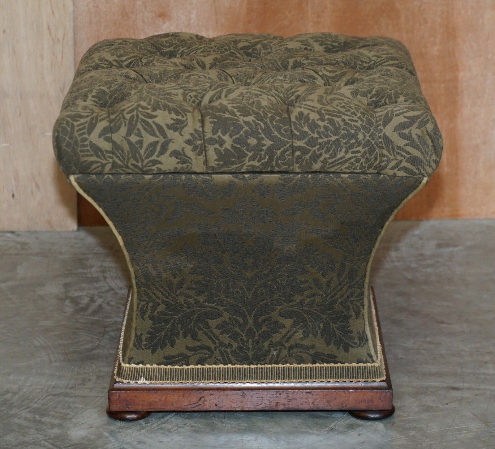 Exquisite Upholstered Victorian Circa 1860 Ottoman Stool Footstool With Storage photo vintage