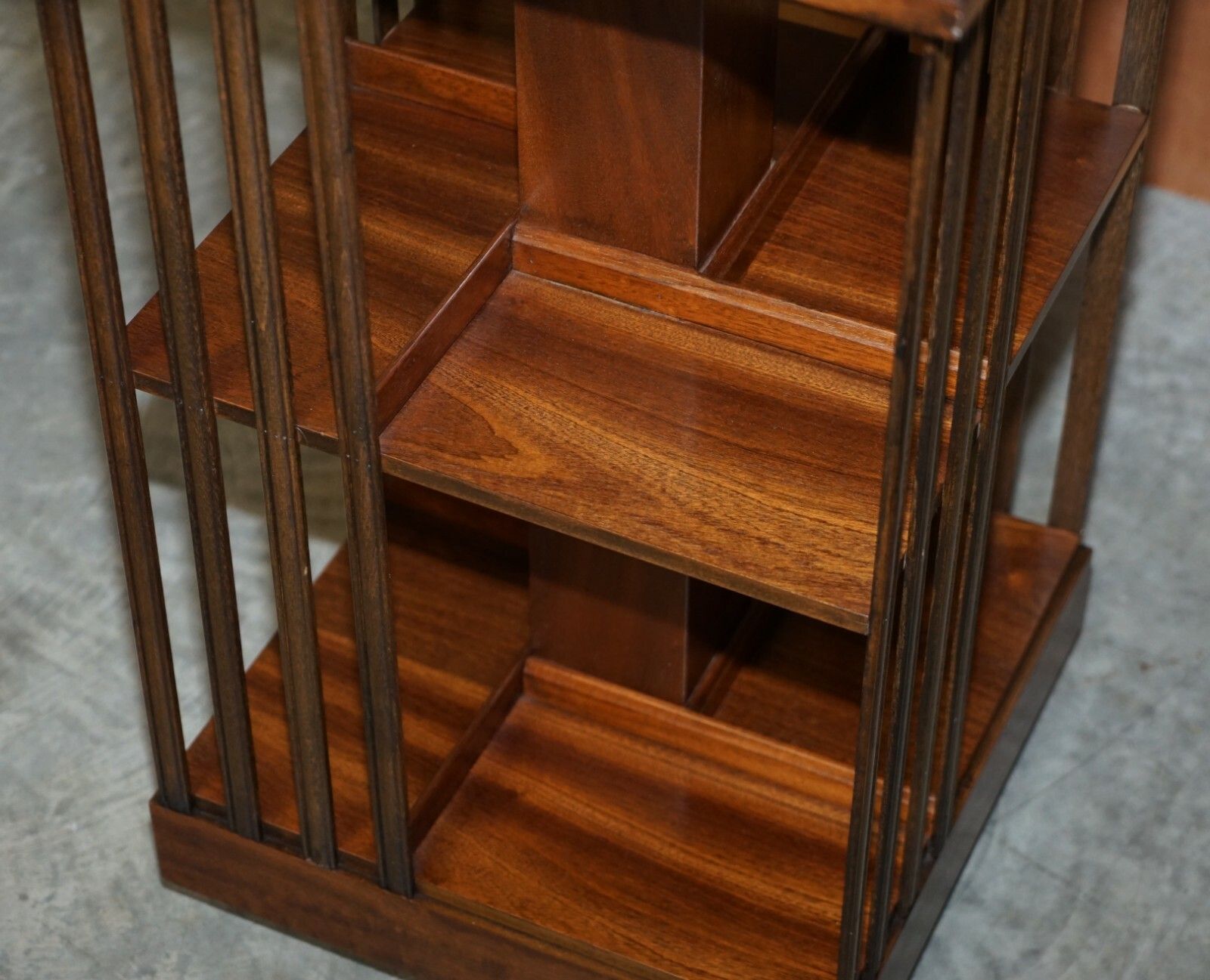Lovley Sheraton Revival Mahogany & Satinwood Revolving Bookcase Side End Table photo vintage