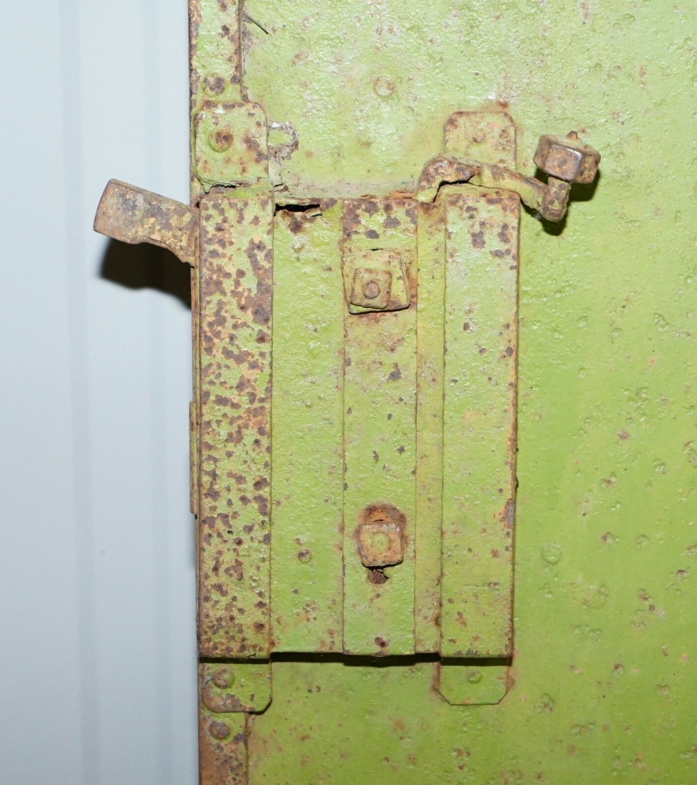 Home Fixtures Rare 1922 Hand Painted Hungarian Hand Painted Security Anti Looting Door Hungry photo