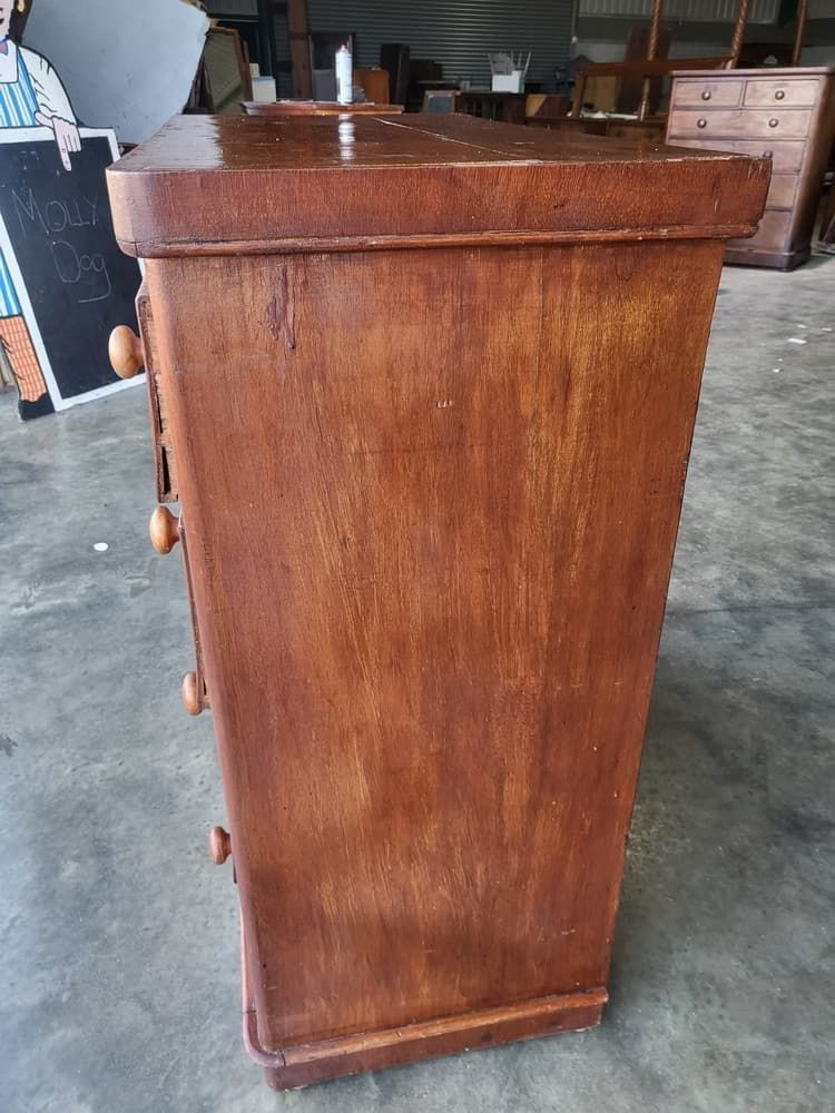 Antique Victorian Mahogany 2 Over 3 Chest Of Drawers Knob Handles photo 295.0