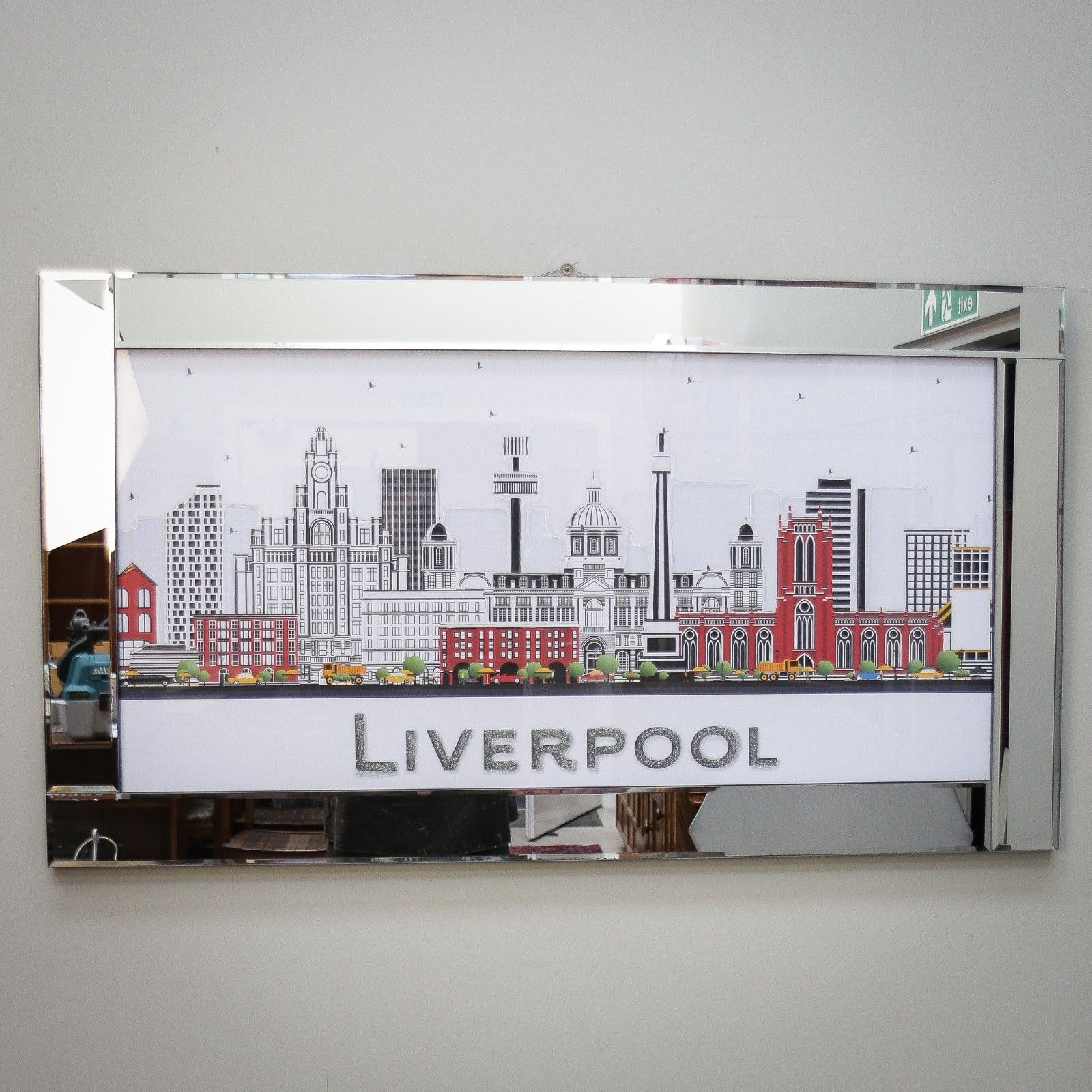 Liverpool City Skyline Picture With Textured Glass Finish photo furniture