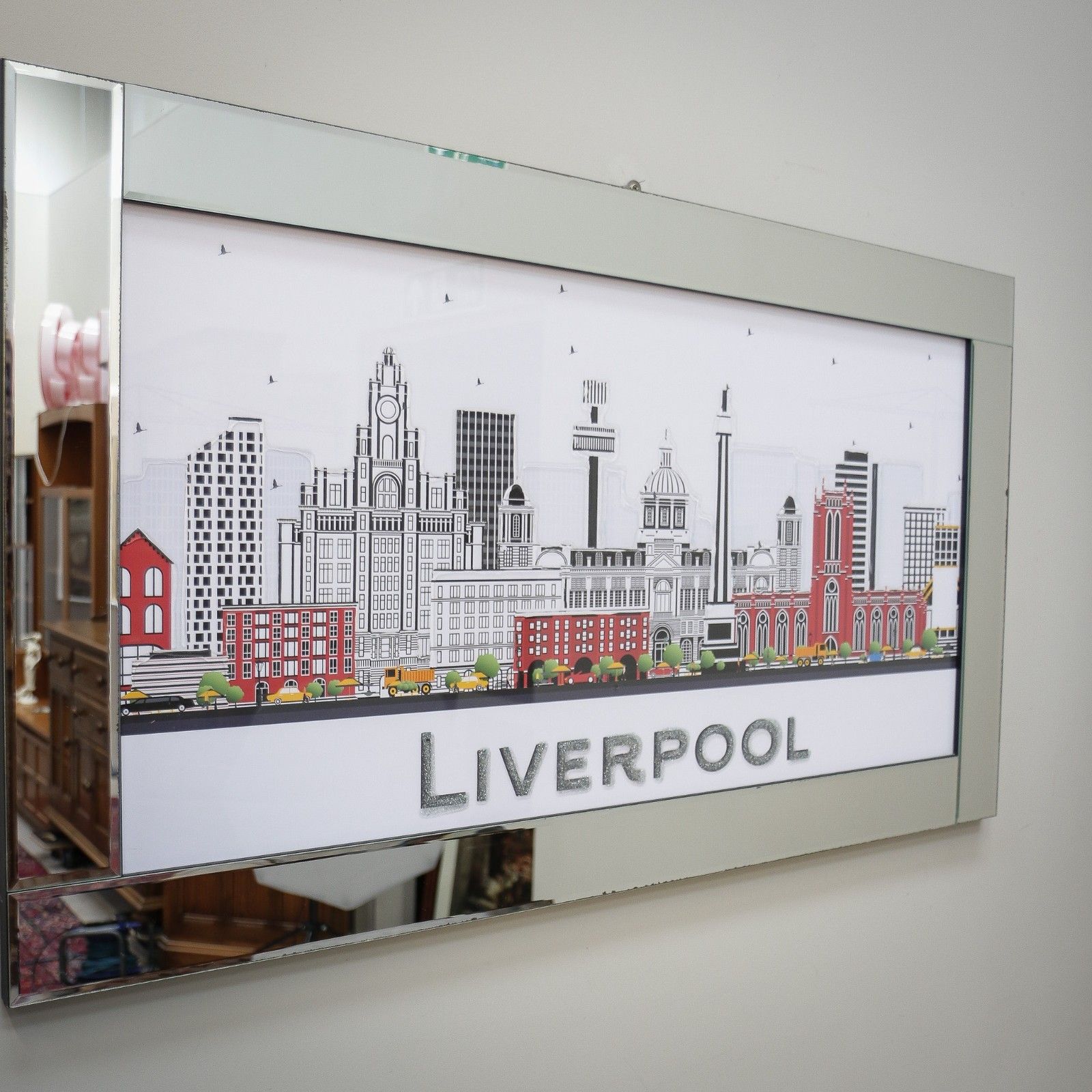 Liverpool City Skyline Picture With Textured Glass Finish photo for sale