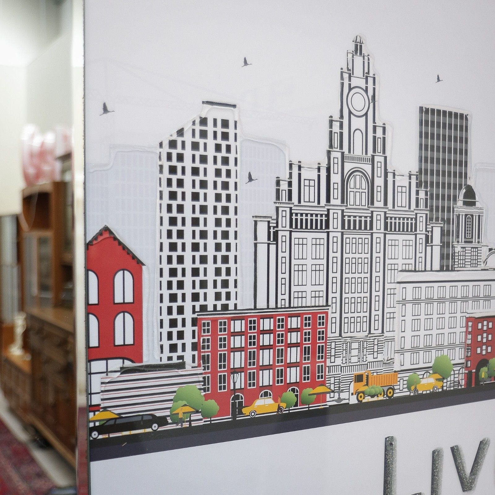 photo furniture Liverpool City Skyline Picture With Textured Glass Finish