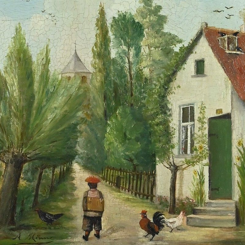 Pair Of “Country Scenes” Paintings, Signed A. Minne – Late 19th Century photo furniture