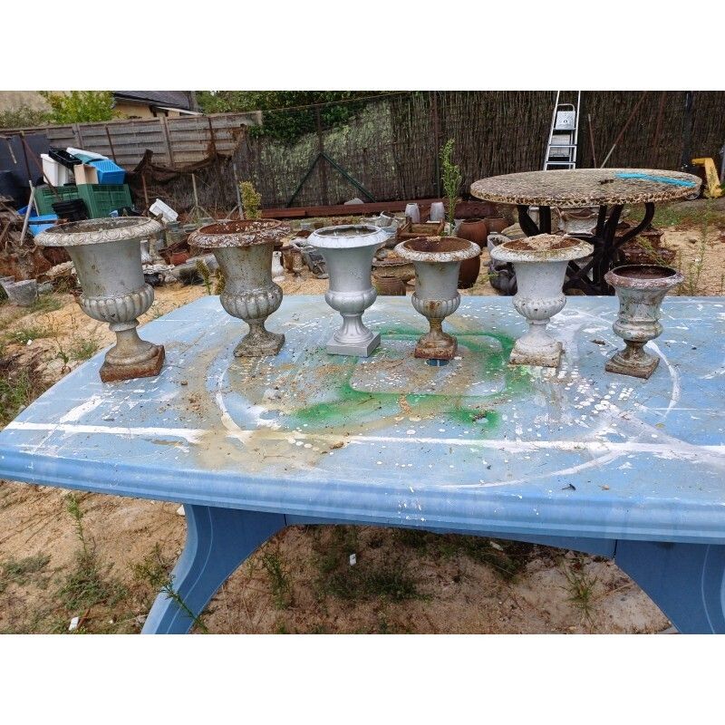 Set Of 6 Medici Cast Iron Vases From Charleville   Mézières 1900