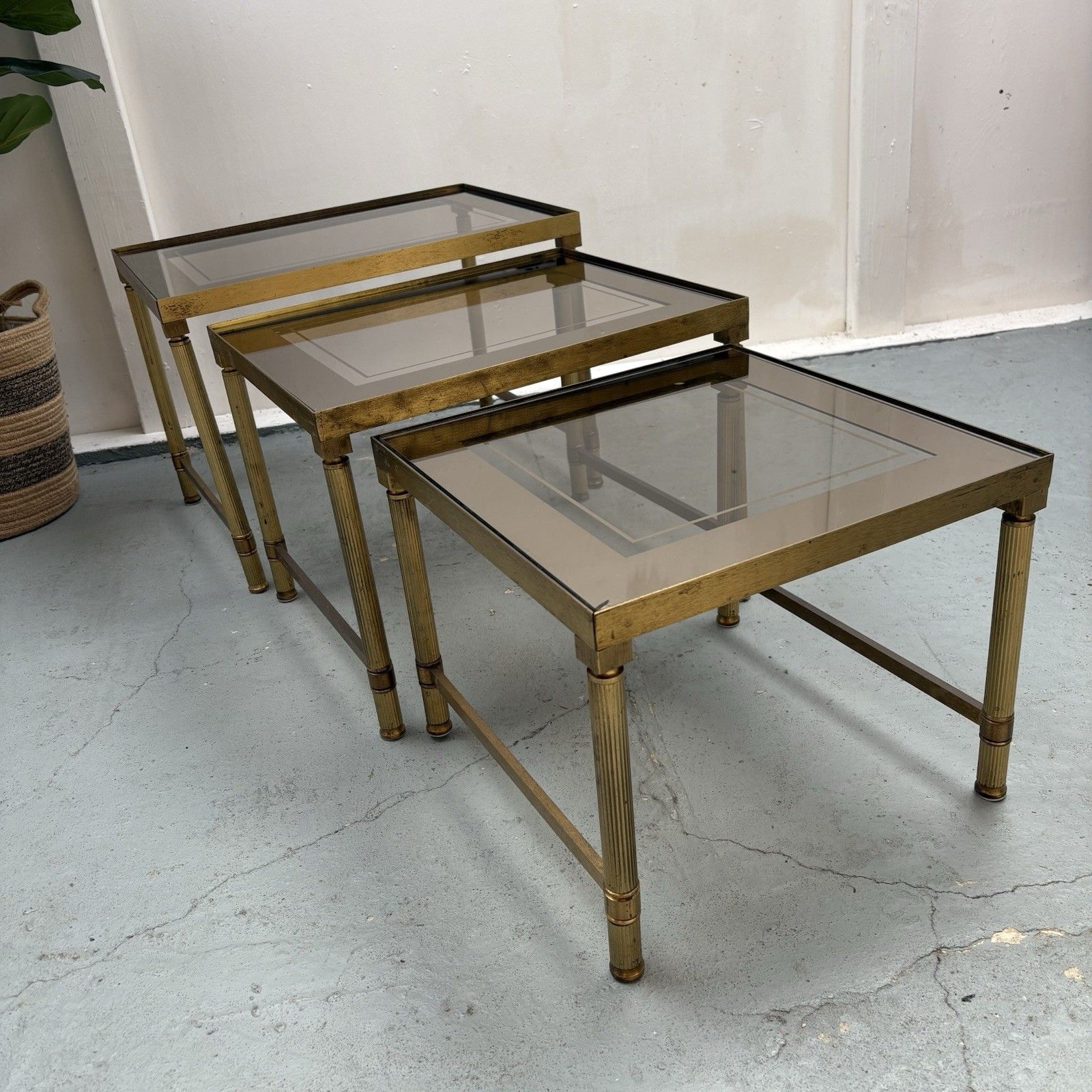 Maison Bagues Trio Of Nesting Tables, France Mid 20th Century photo vintage