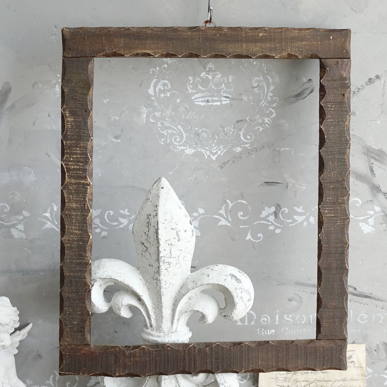 Antique Hand Carved Wood Frame: Black Forest Tramp Art photo for sale