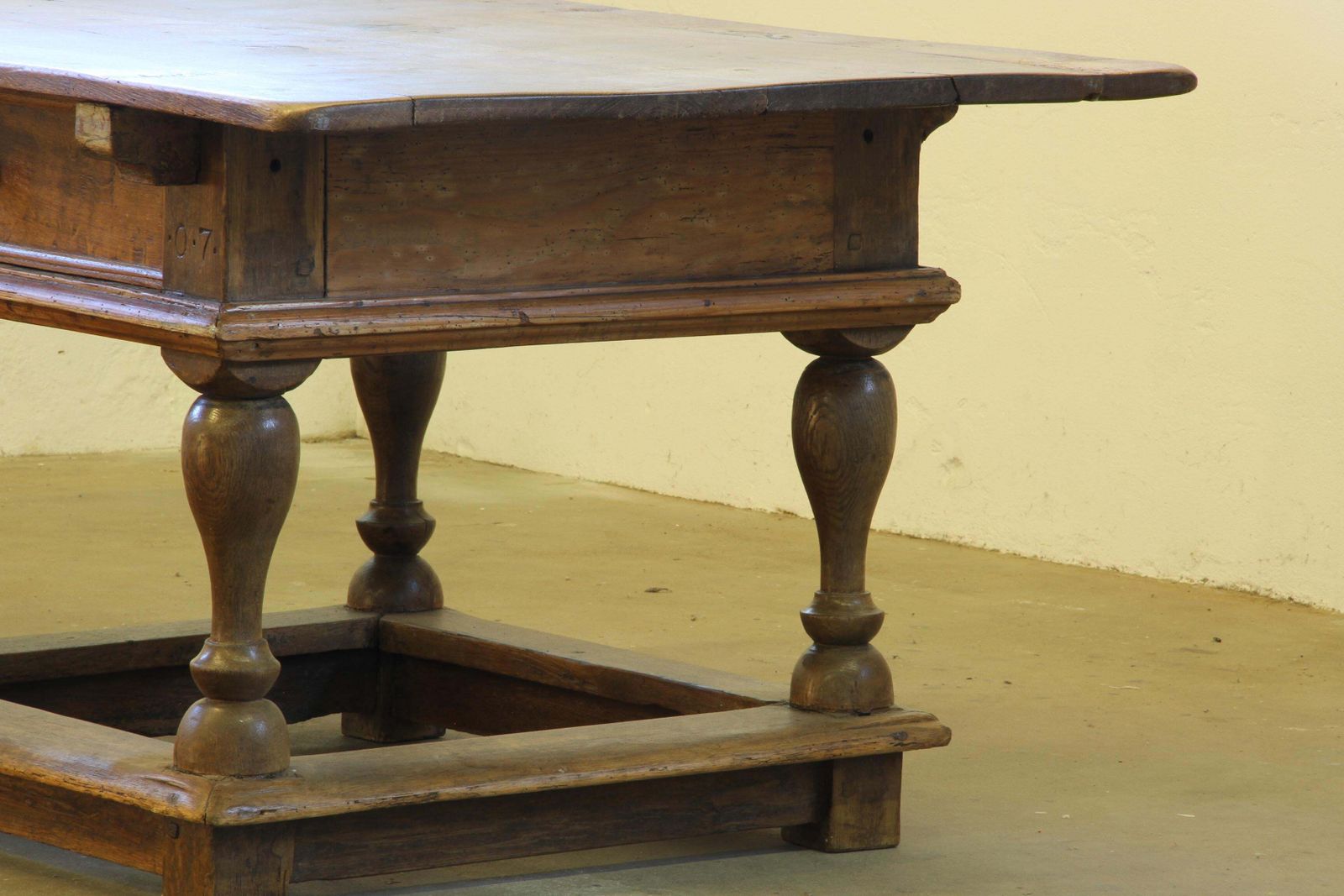 Baroque Antique Nordic Provincial Oak Table 1800s Rustic Farmhouse, Rich Patina photo vinterior