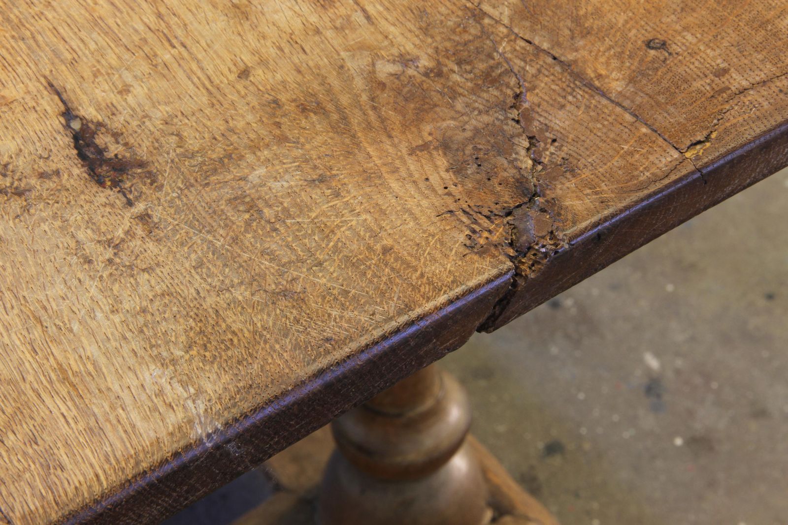 Furniture Baroque Antique Nordic Provincial Oak Table 1800s Rustic Farmhouse, Rich Patina photo