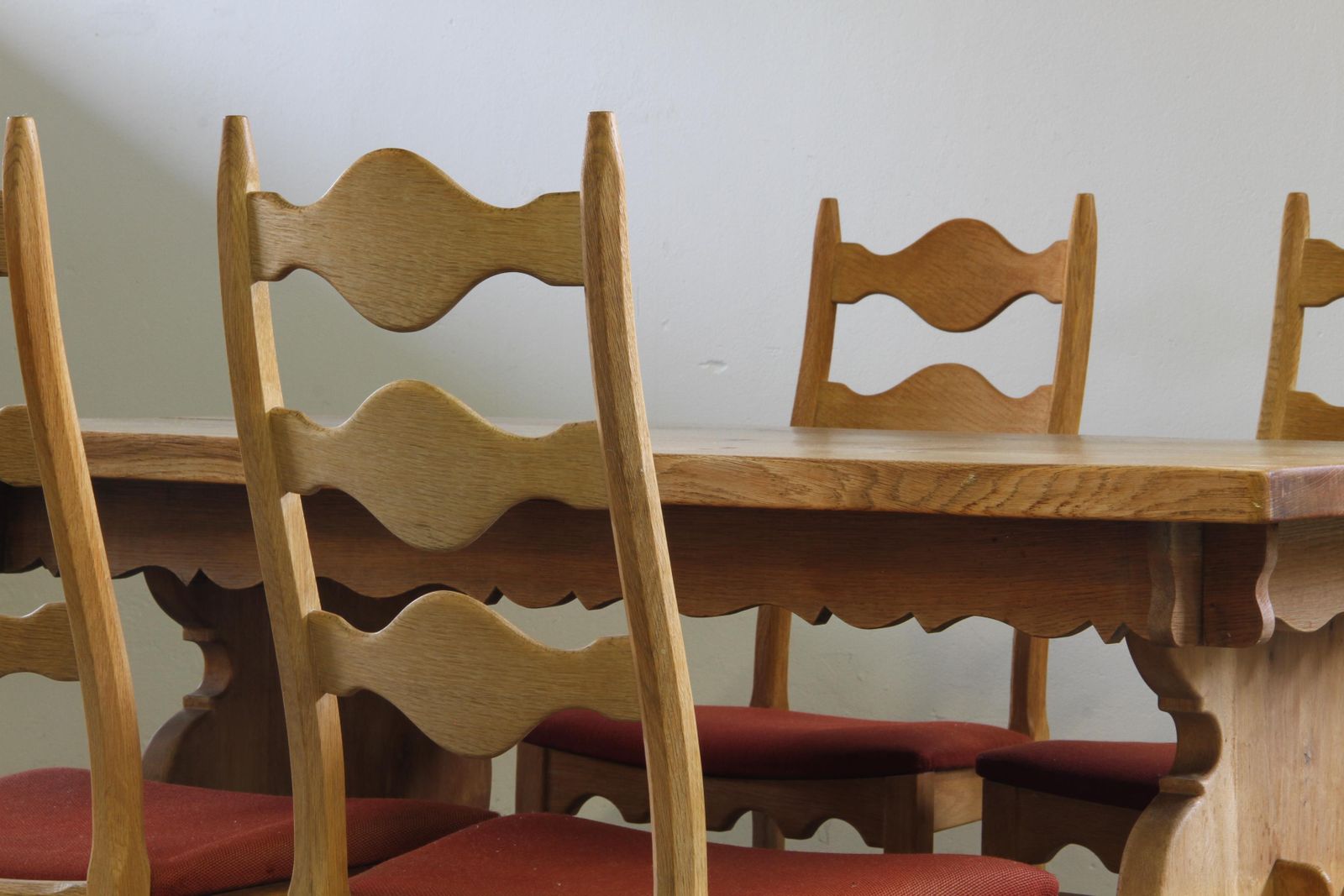 Vintage 1960s Danish Brutalist Ladderback Light Oak Chairs Style Of Kjærnulf photo Furniture