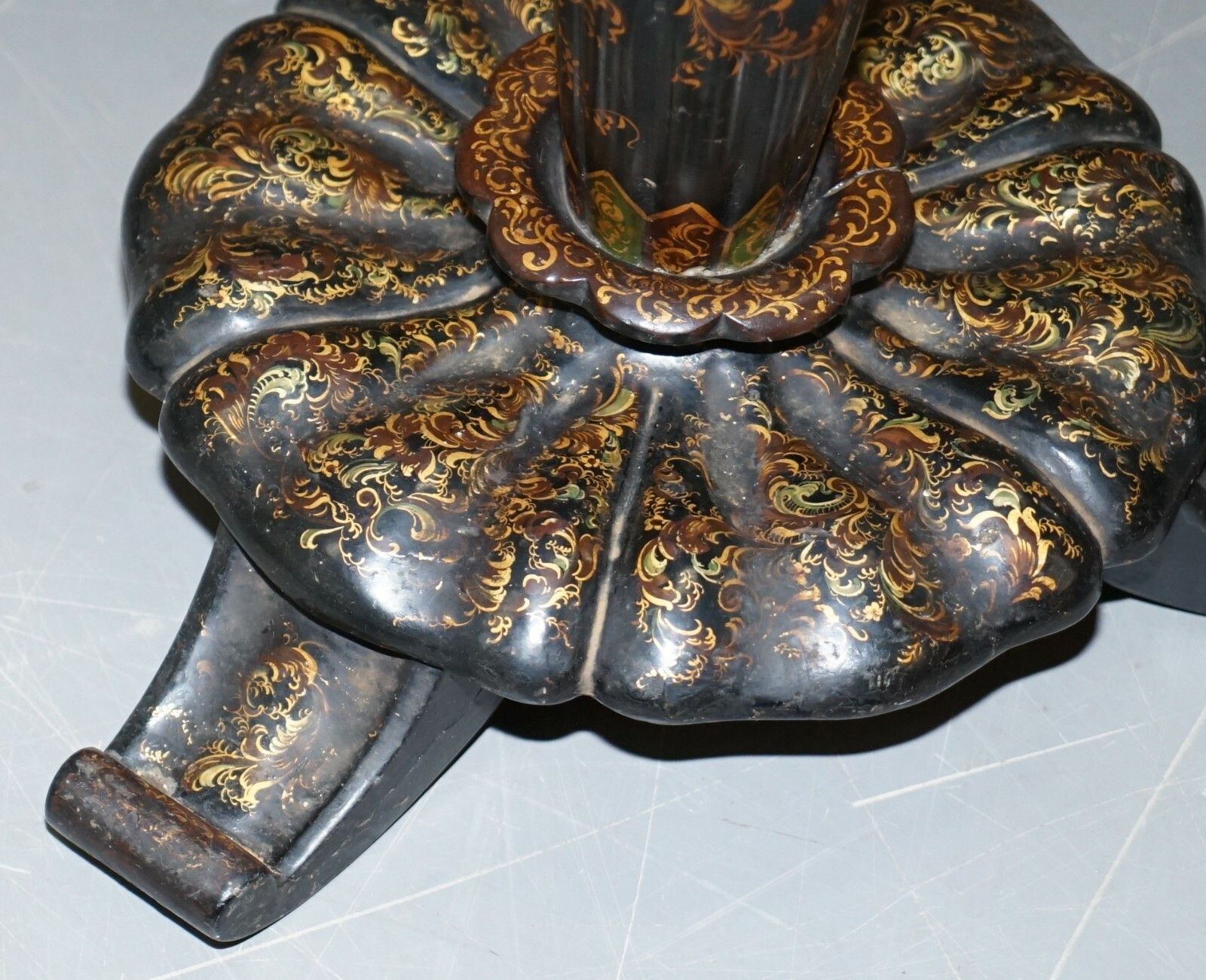 Home Fixtures Rare Jennens & Bettridge Brimm Parcel Gilt Papier Mache Hand Paint Pole Screen photo