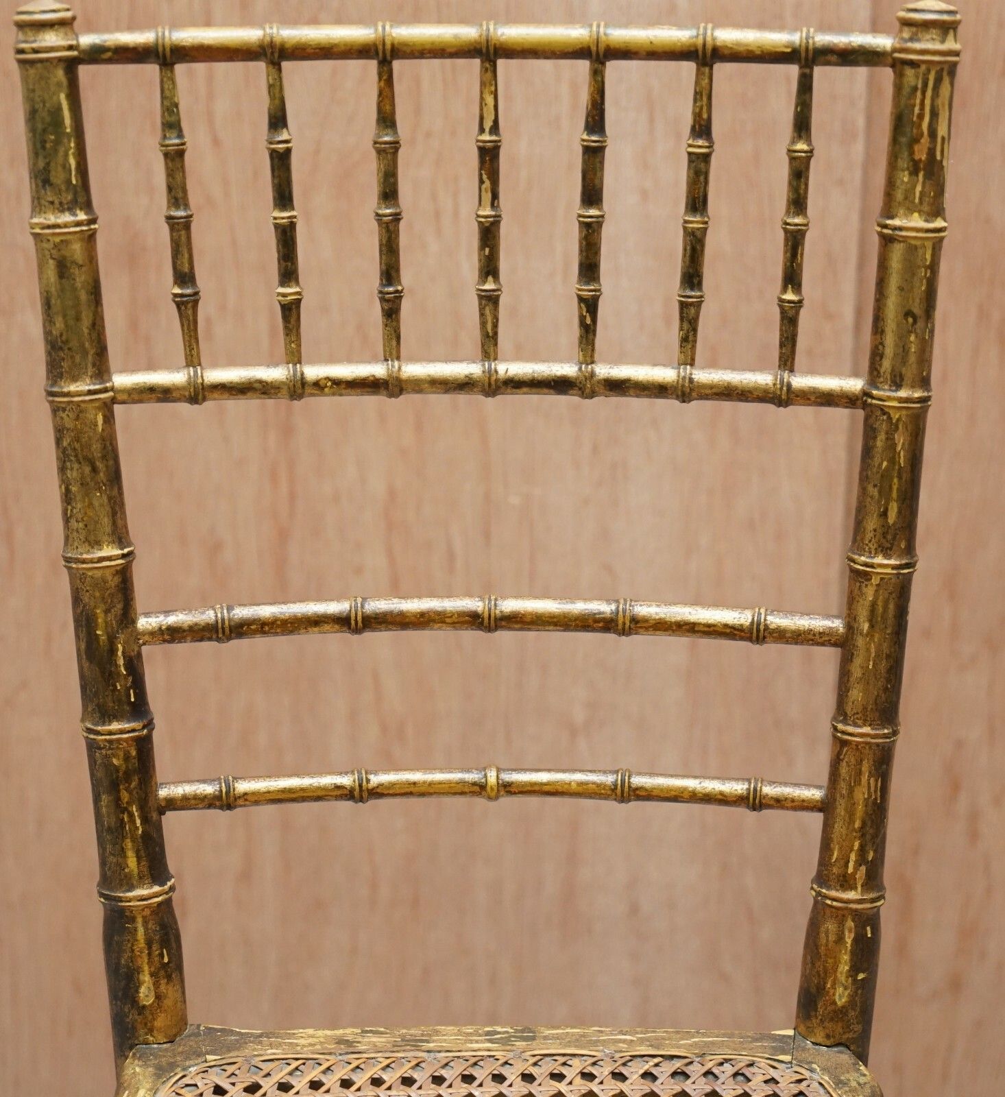 Furniture Pair Of Original Giltwood Famboo Regency Bergere Chairs With Period Gold Gilding photo
