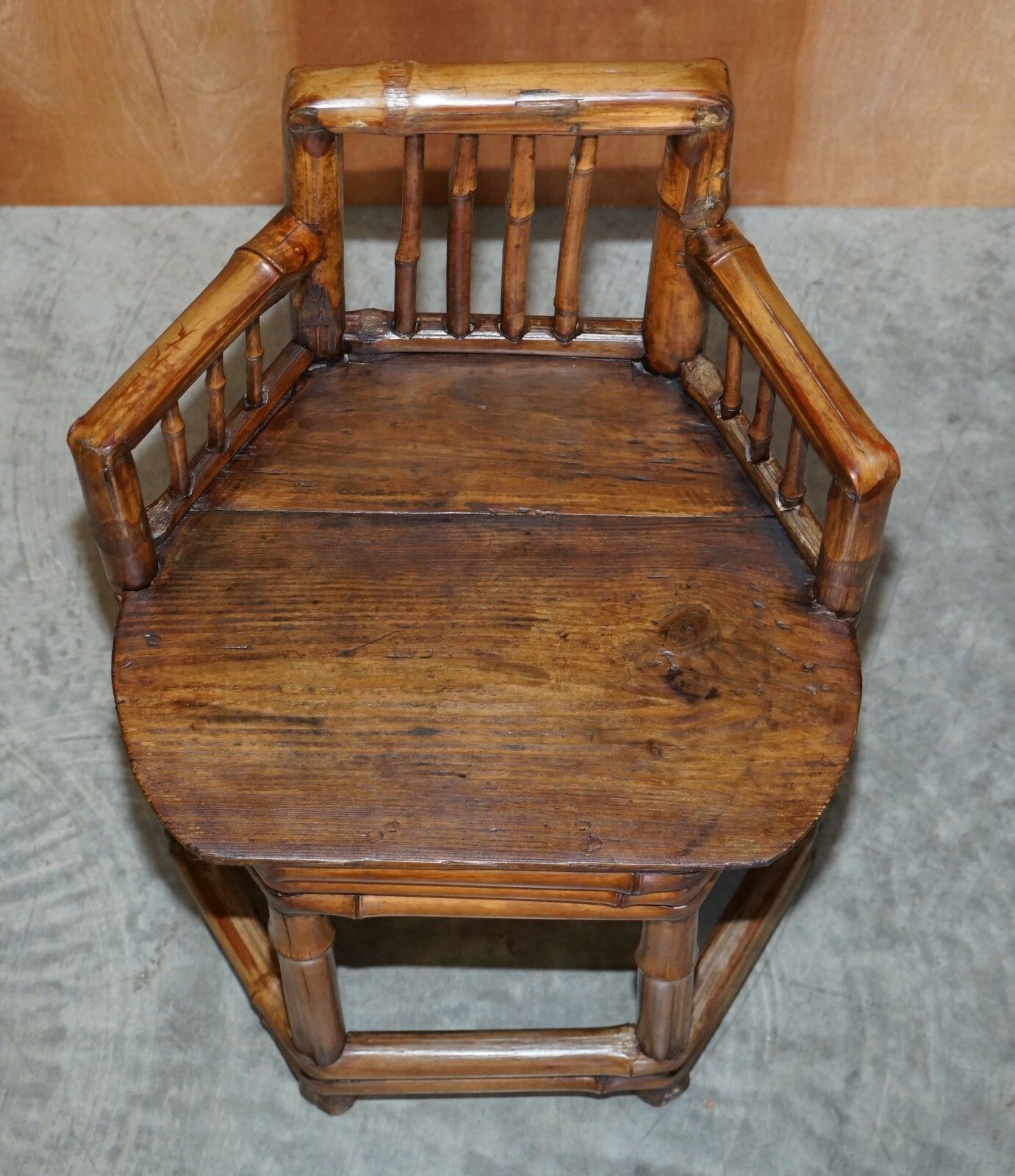 photo for sale Pair Of Stunning Circa 1800 Chinese Bamboo Primitive Occasional Chairs His & Her