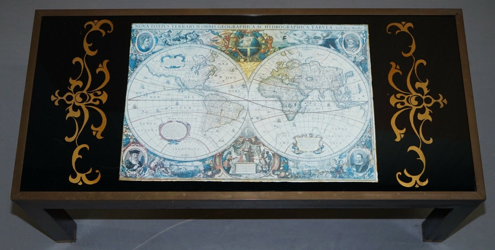 Stunning Coffee & Side Table Nest Of Tables Military Campaign With World Maps photo Furniture