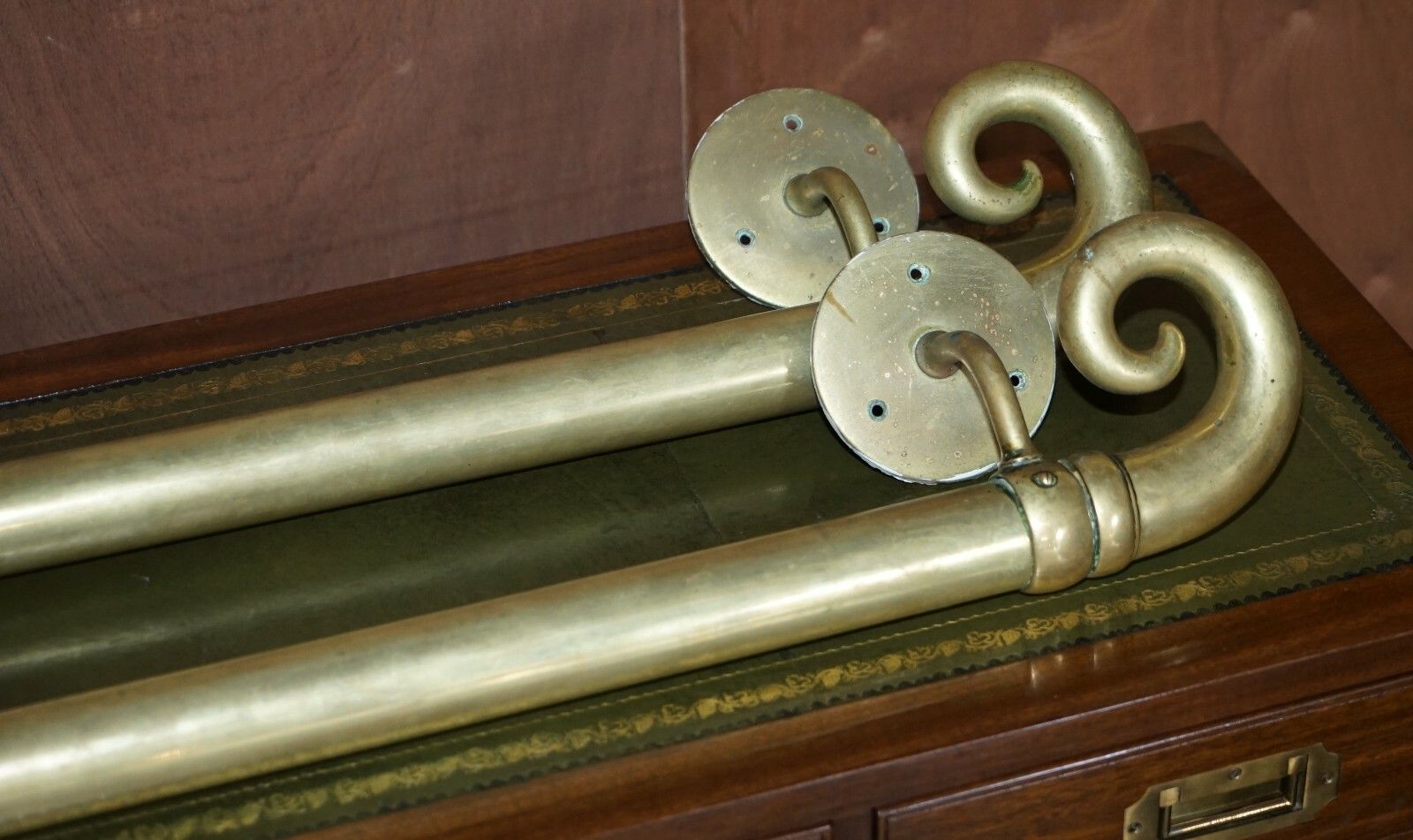 Very Large Pair Of 122cm Tall  Antique Victorian Brass Door Handles / Door Pulls photo Home Fixtures