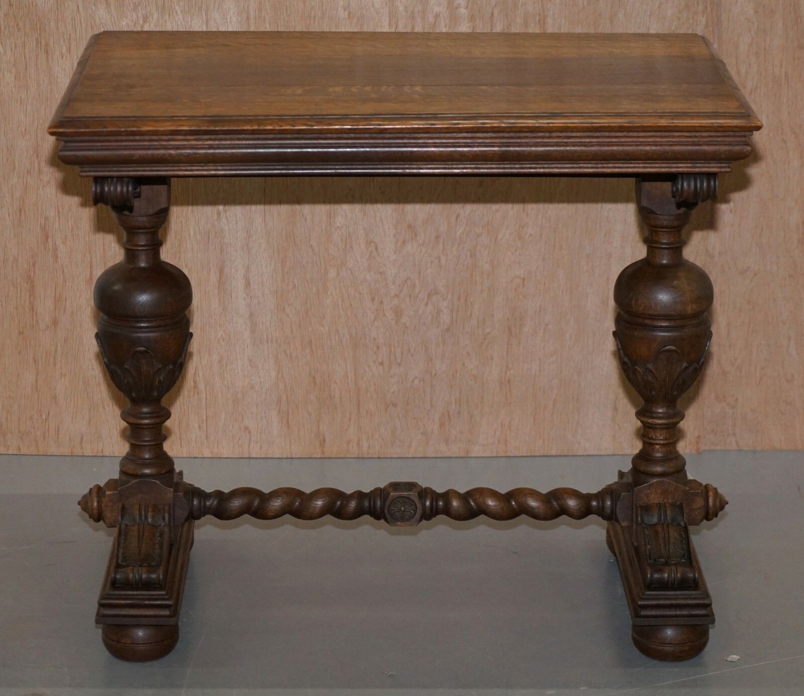 Dutch Hand Carved Solid Oak Side Table To Sit Next To A Desk Part Of Large Suite photo furniture