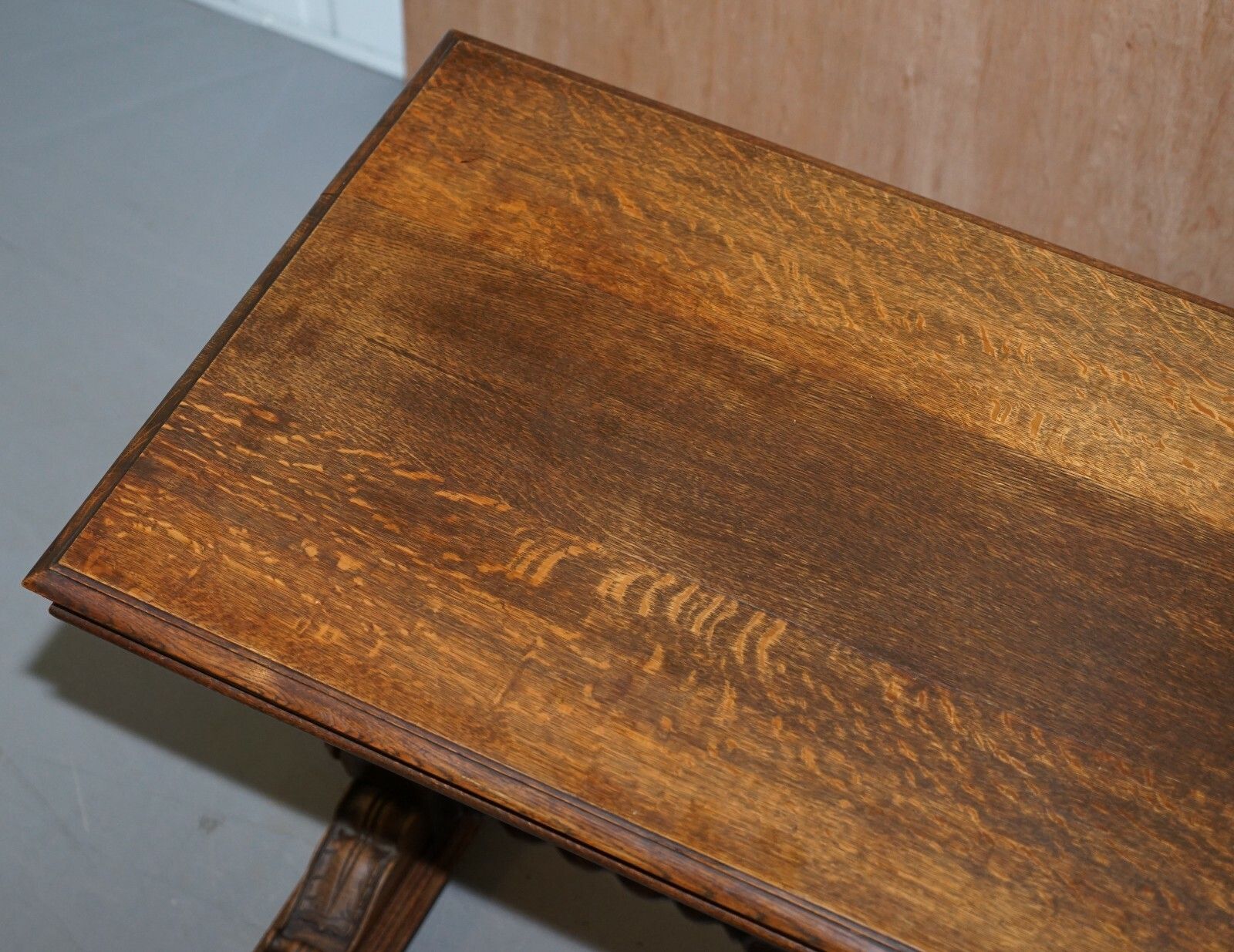 Dutch Hand Carved Solid Oak Side Table To Sit Next To A Desk Part Of Large Suite photo 1200.0