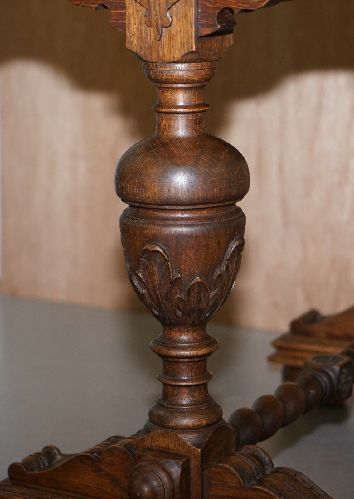 photo for sale Dutch Hand Carved Solid Oak Side Table To Sit Next To A Desk Part Of Large Suite