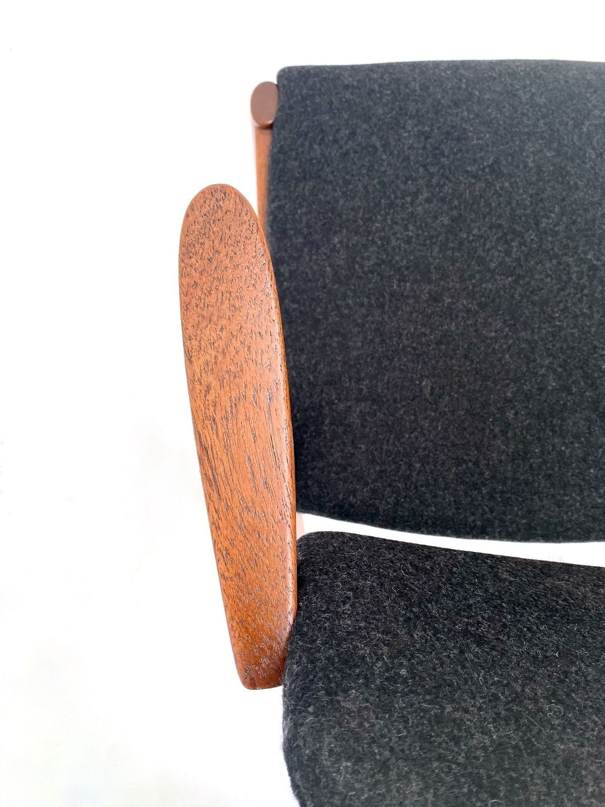 Danish Kai Kristiansen Model 42 Teak And Charcoal Black Wool Dining Chair Mid Century 1960s photo furniture
