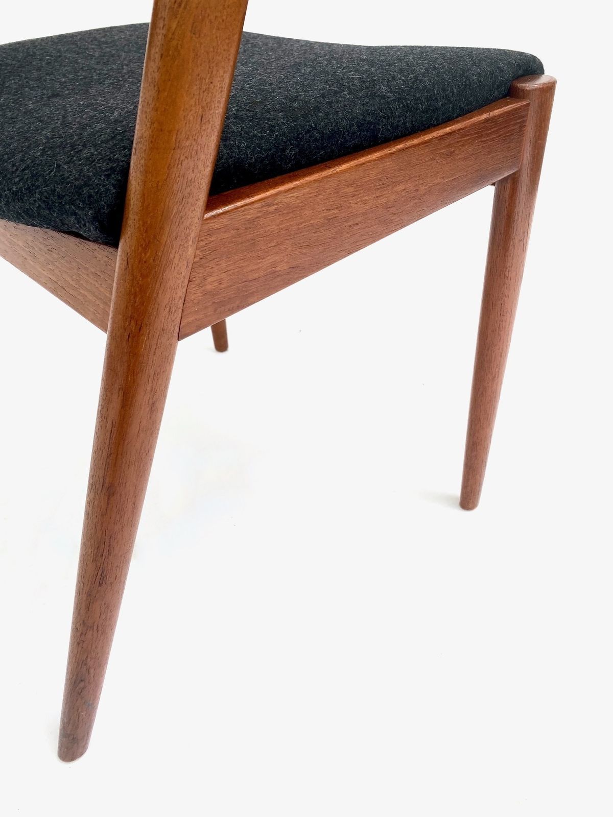 1050.0 Danish Kai Kristiansen Model 42 Teak And Charcoal Black Wool Dining Chair Mid Century 1960s photo