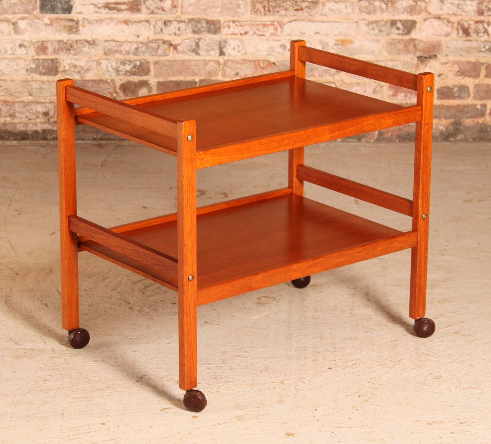 Danish Mid Century 2 Tier Teak Trolley On Casters, Circa 1970s photo furniture