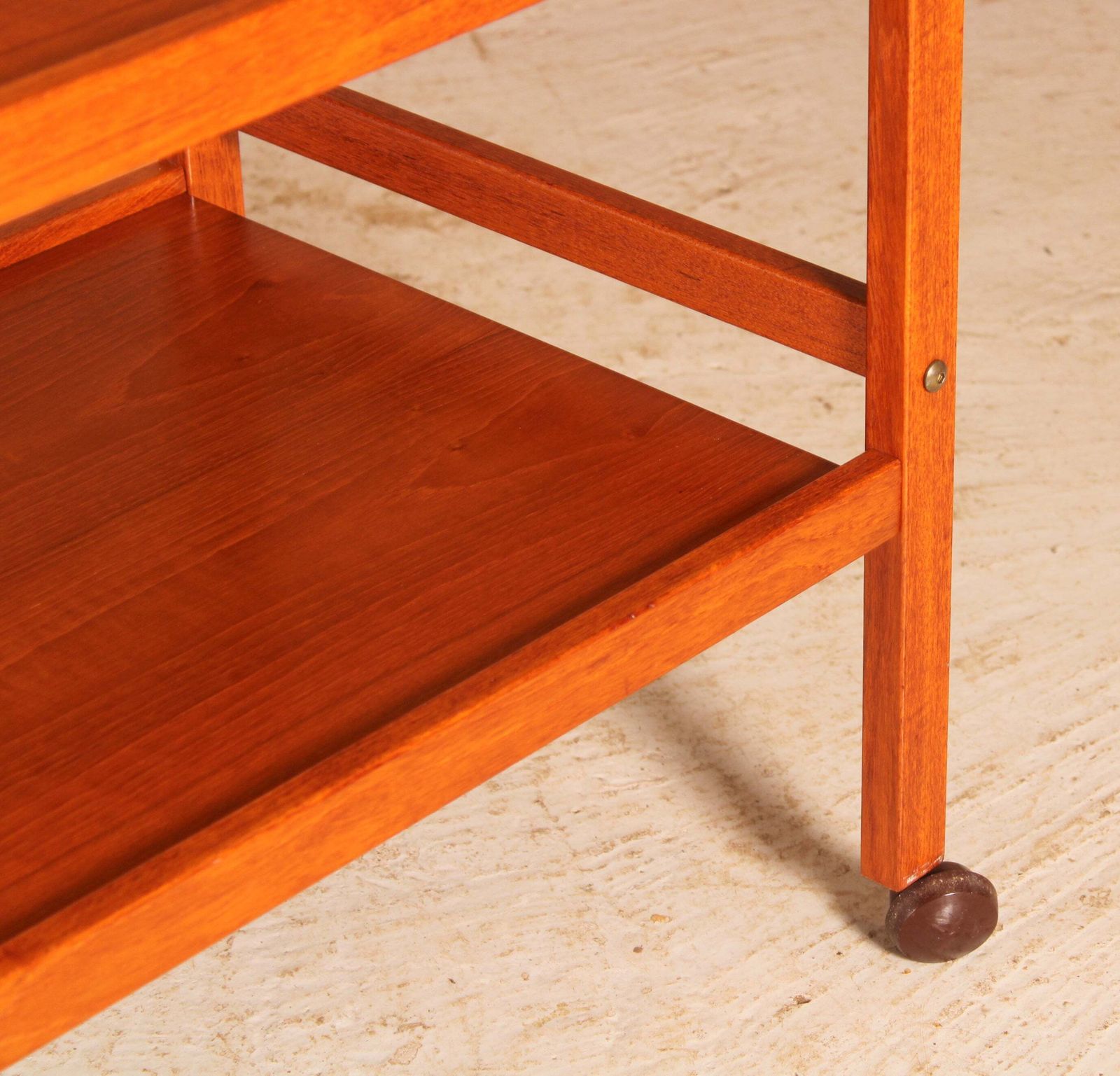 Danish Mid Century 2 Tier Teak Trolley On Casters, Circa 1970s photo vinterior