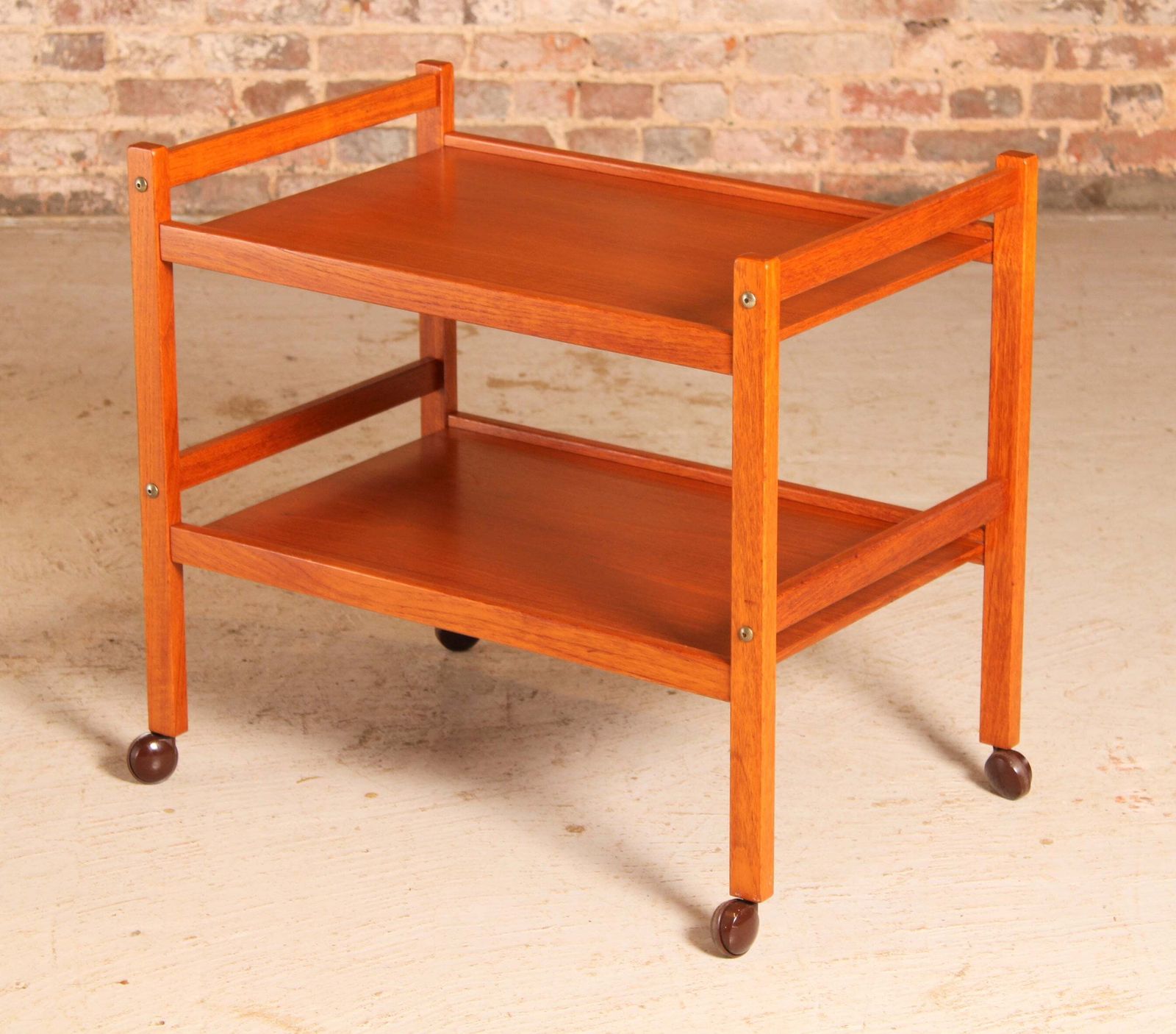 Danish Mid Century 2 Tier Teak Trolley On Casters, Circa 1970s photo buy