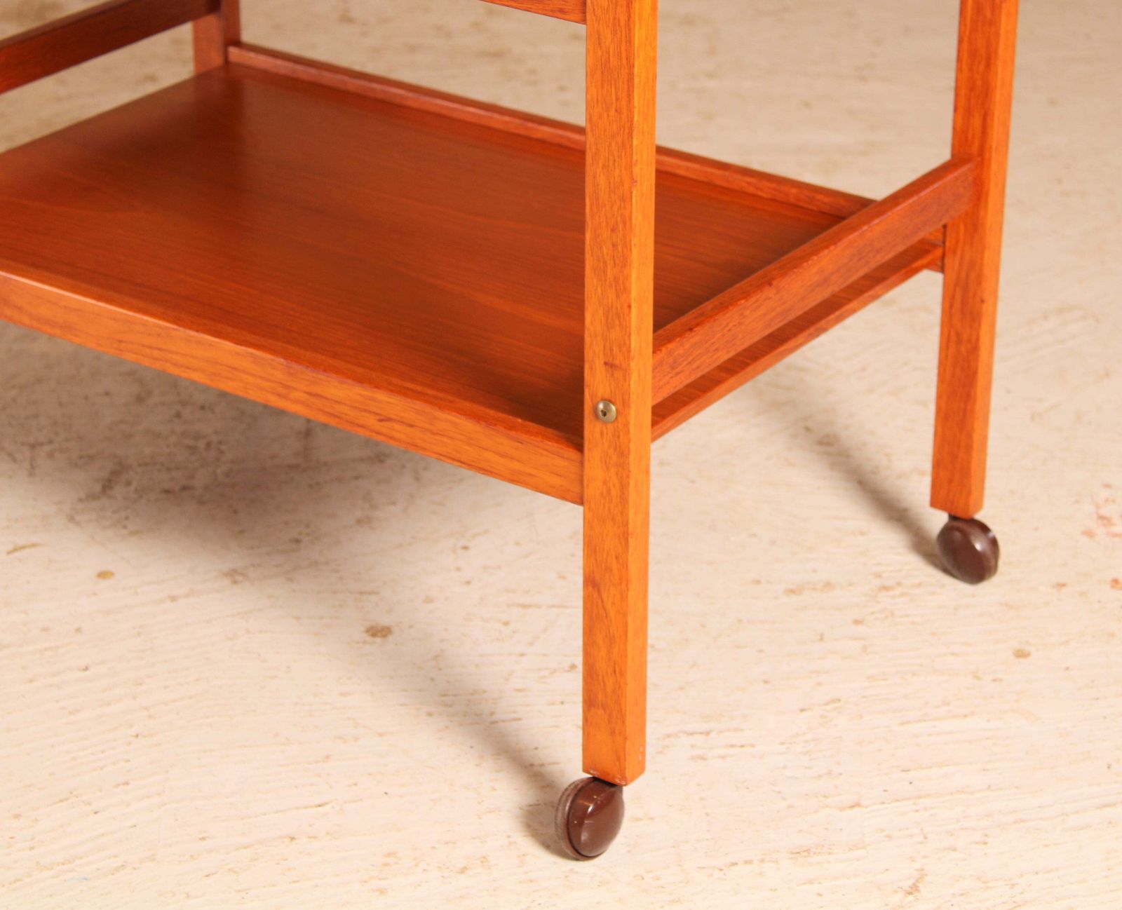 Danish Mid Century 2 Tier Teak Trolley On Casters, Circa 1970s photo vintage