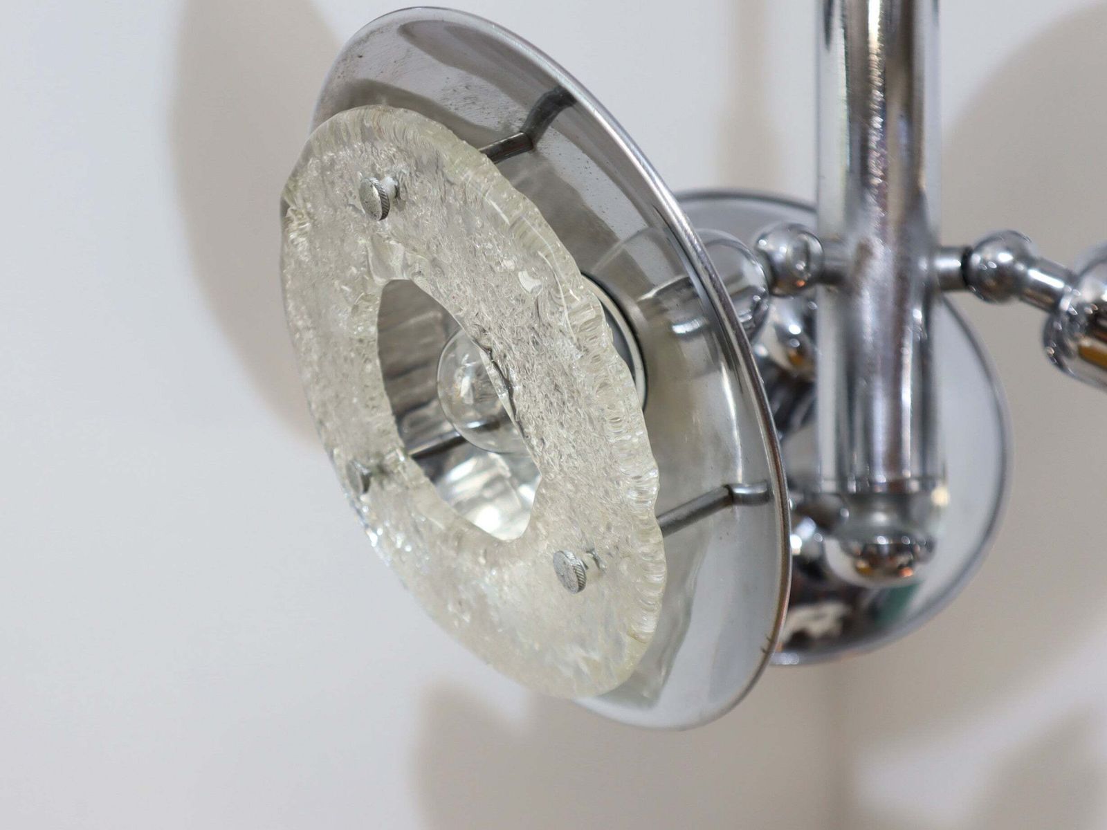Esperia Chandelier 1970s, Chrome And Murano Glass, 6 Arms Adjustable photo furniture