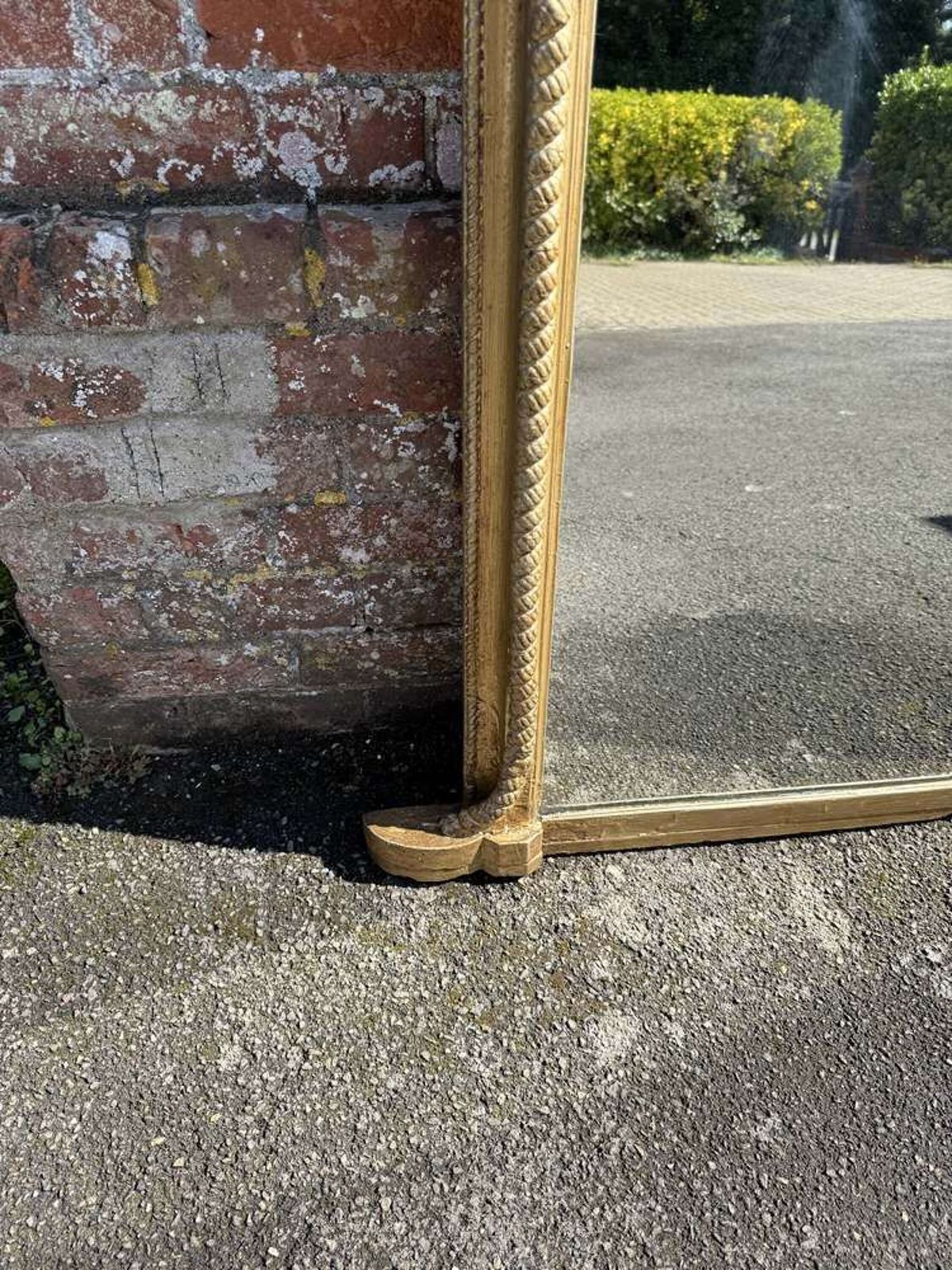 An Exceptional Large Antique 19th Century Carved Wood Gilt Arched Top Rope Twist Fr photo furniture