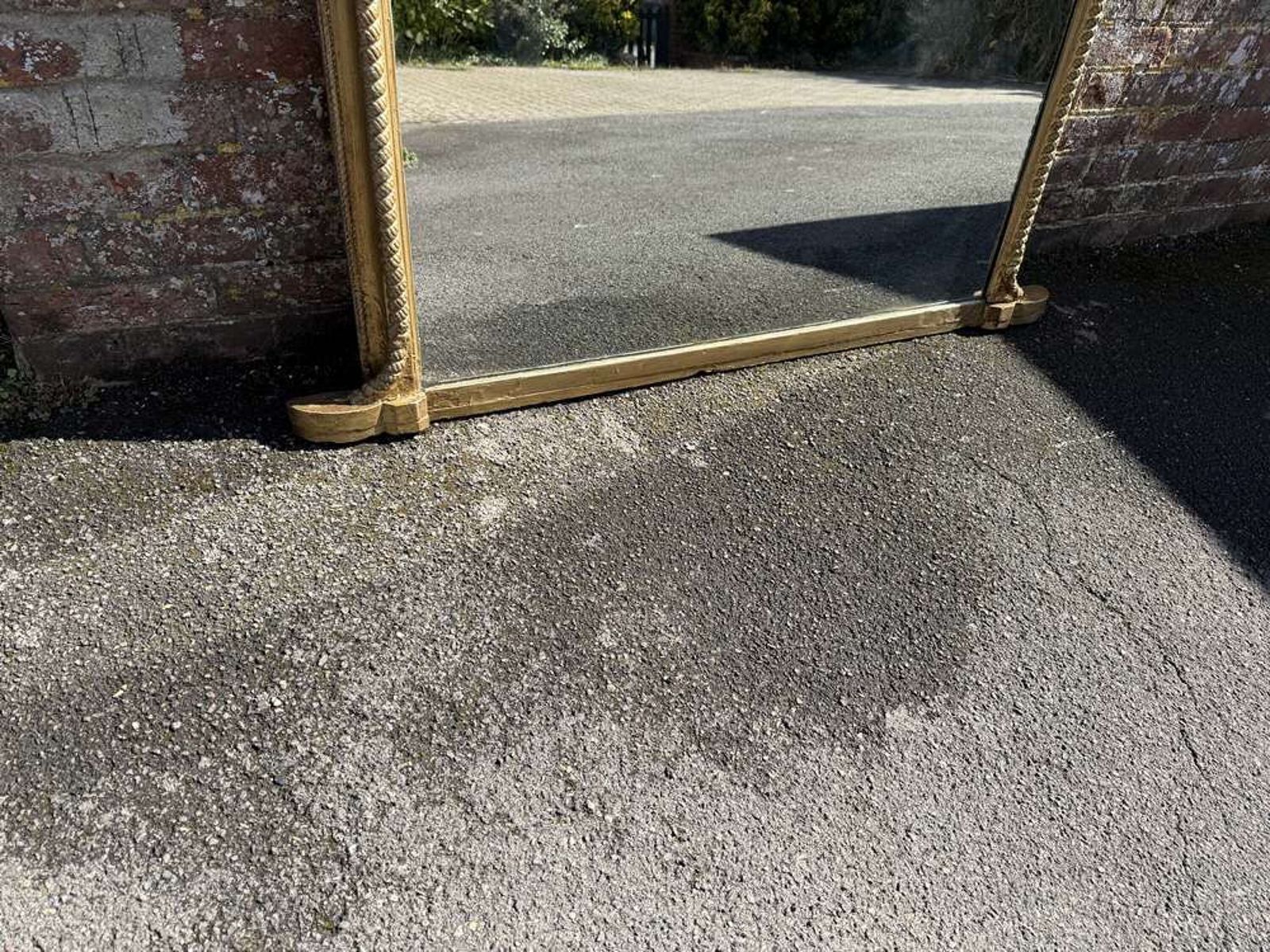An Exceptional Large Antique 19th Century Carved Wood Gilt Arched Top Rope Twist Fr photo for sale