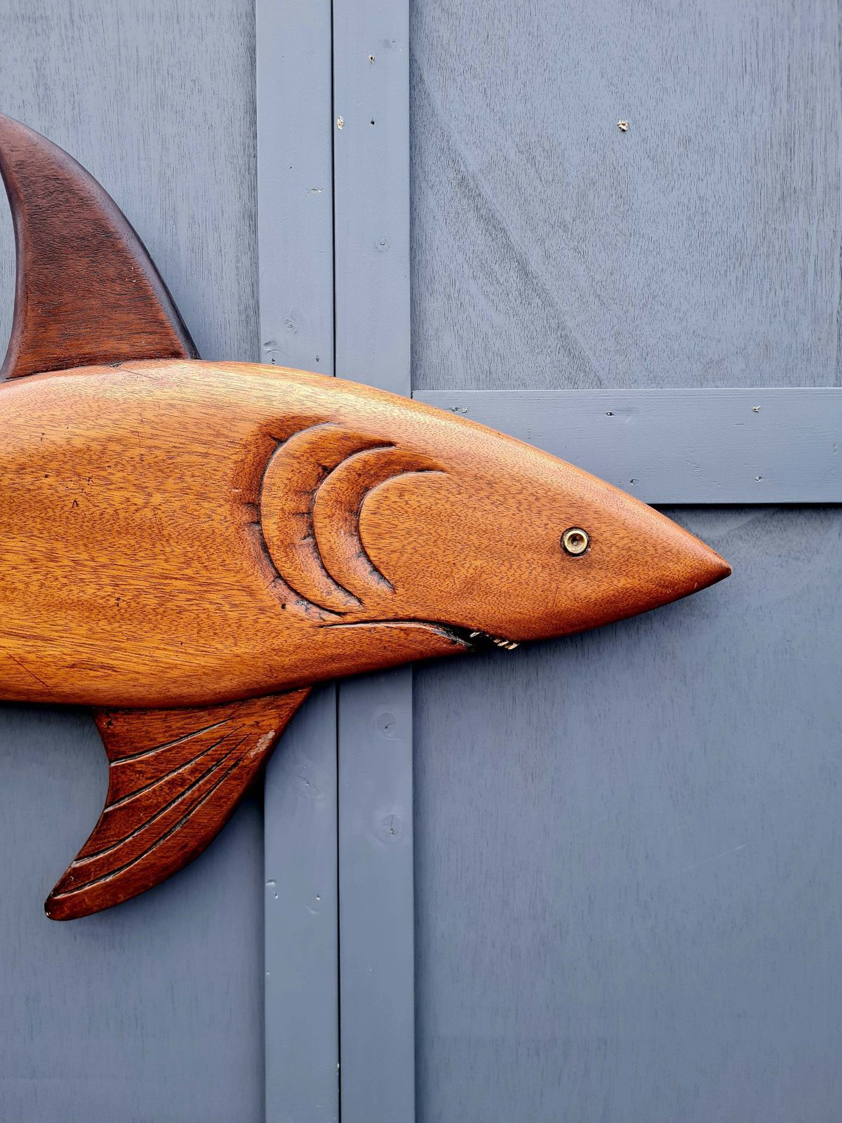 Early 20th Century Carved Mahogany Shark Wall Hanging photo buy