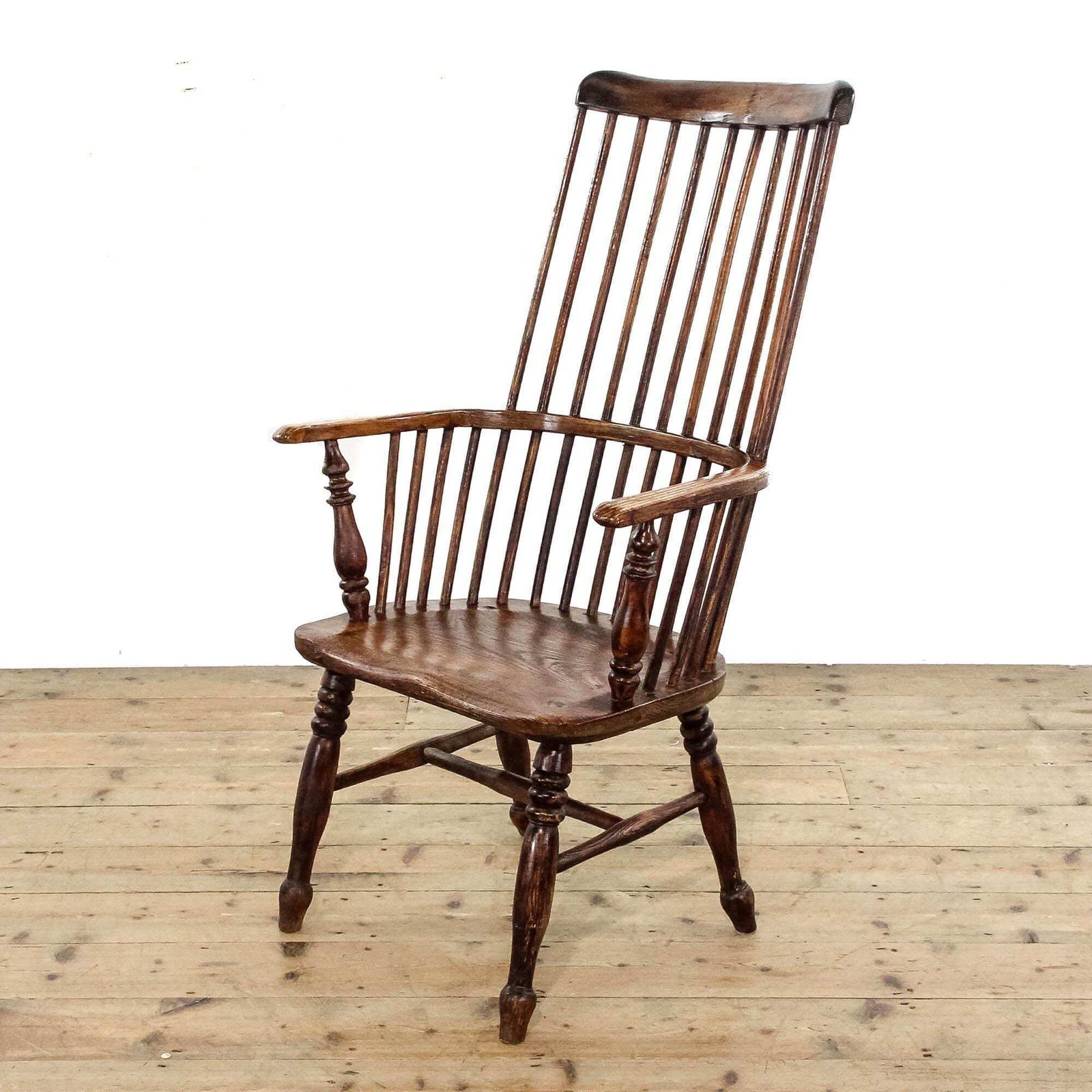 Antique Primitive Ash And Elm Windsor Comb Back Armchair | Windsor Chair | Antique Furniture | Antique | Fireside Chairs (M 6332)