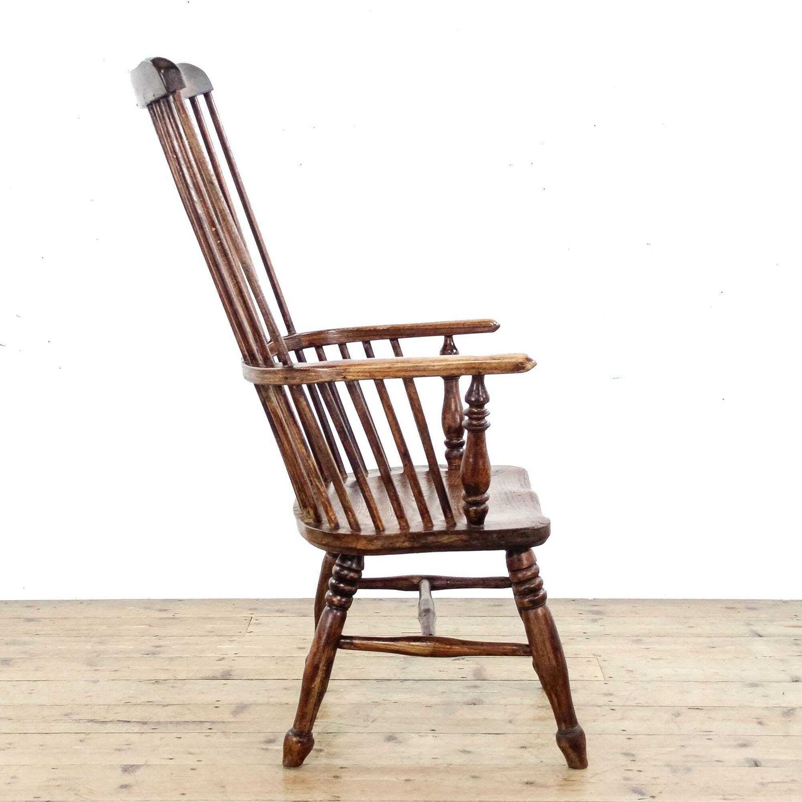 Antique Primitive Ash And Elm Windsor Comb Back Armchair | Windsor Chair | Antique Furniture | Antique | Fireside Chairs (M 6332) photo for sale