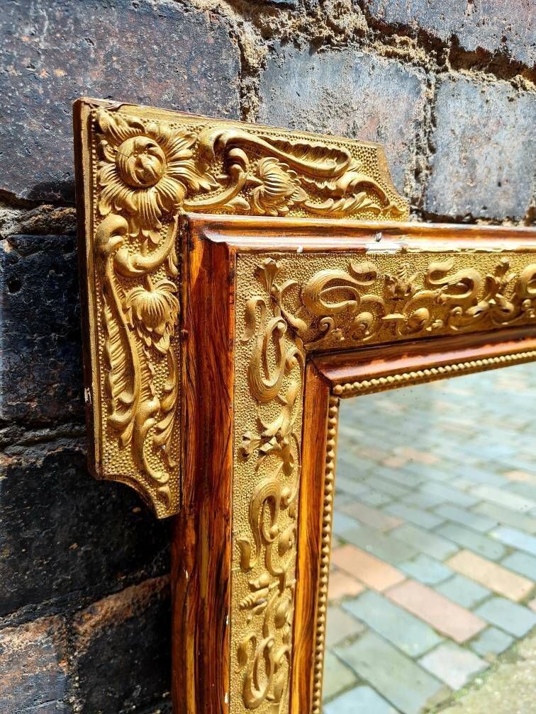Antique French Baroque Style Heavily Distressed Wall Mirror photo 265.0