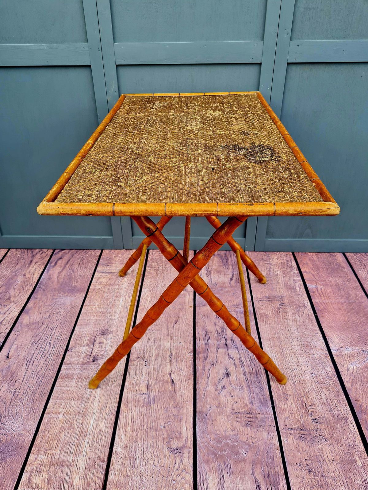 photo furniture Early 20th Century French Fruitwood Faux Bamboo Folding Table