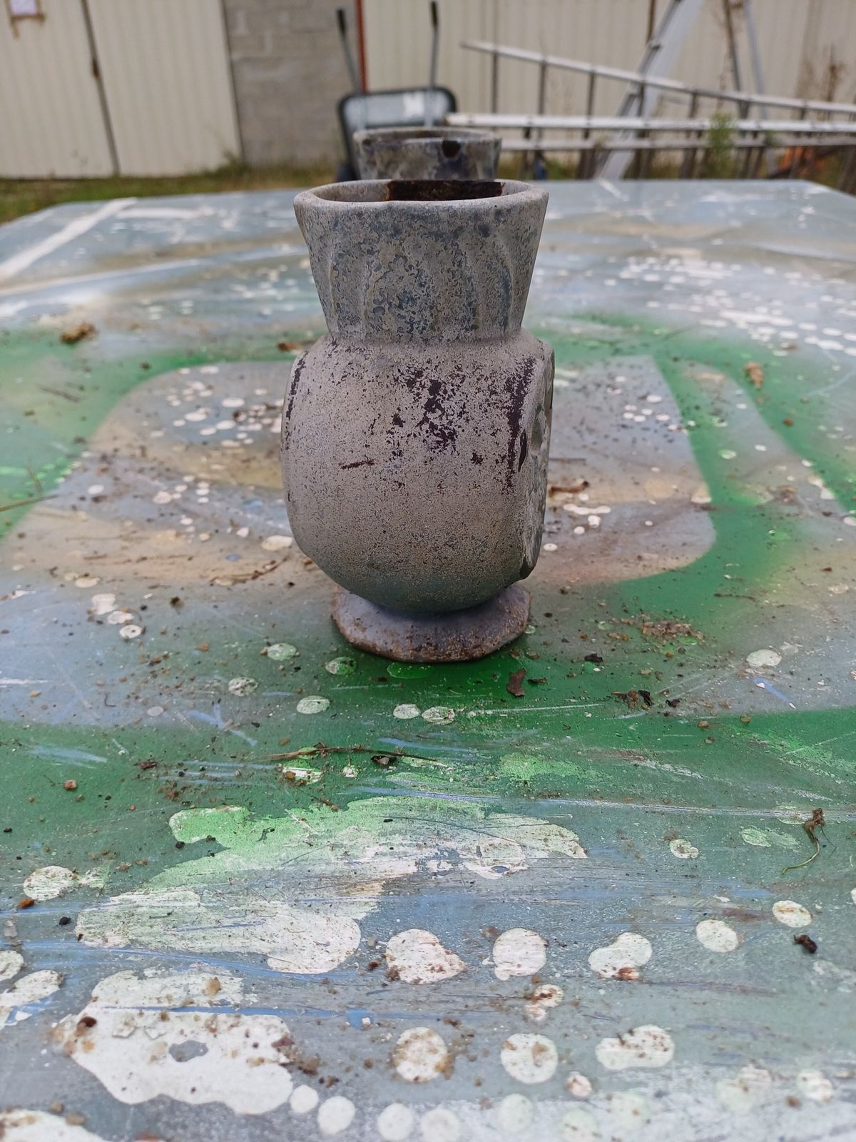 Pair Of Cast Iron Vases 1900 From Charleville Mézières photo vintage