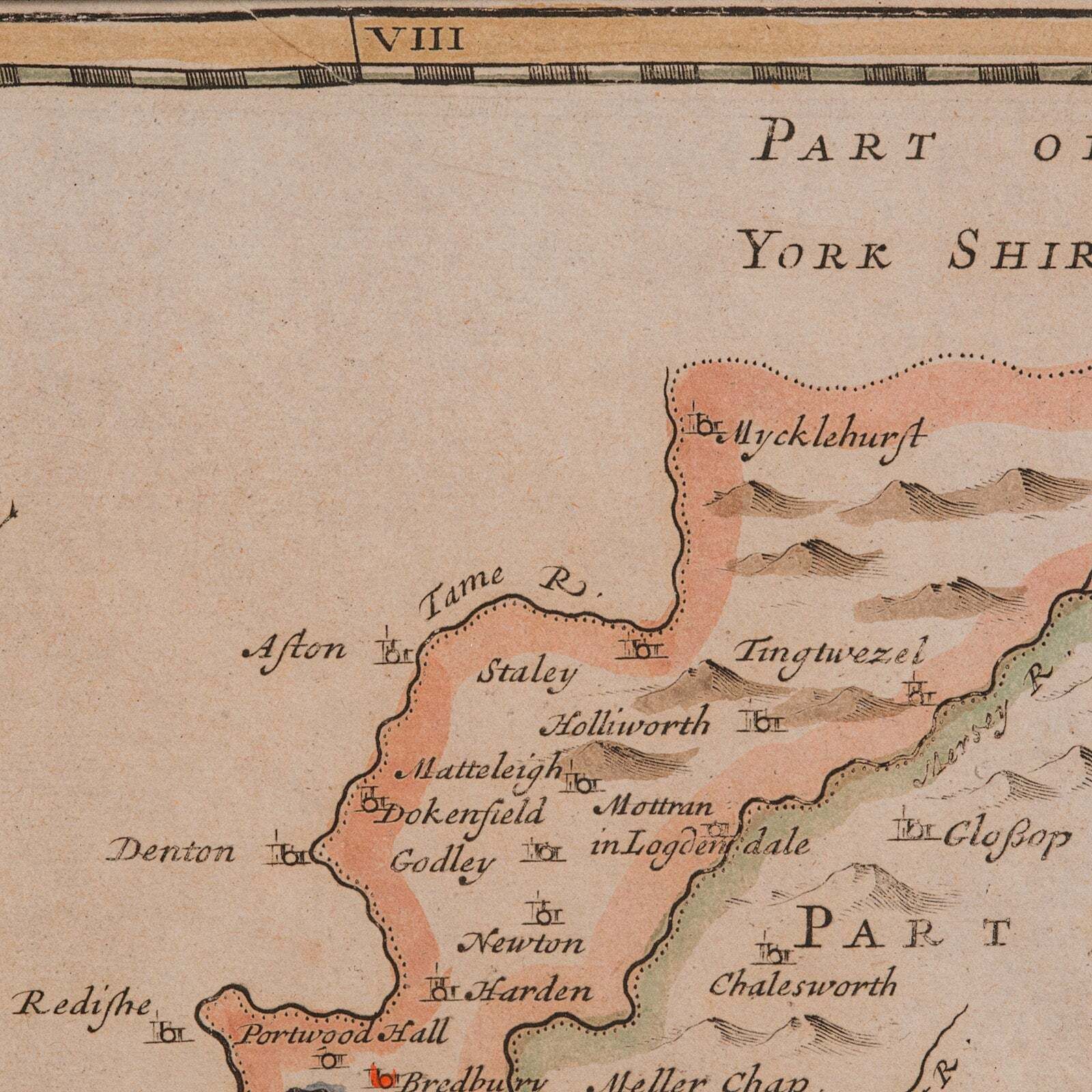 photo furniture Antique County Map, Cheshire, English, Framed Cartography, Robert Morden, 18th.C