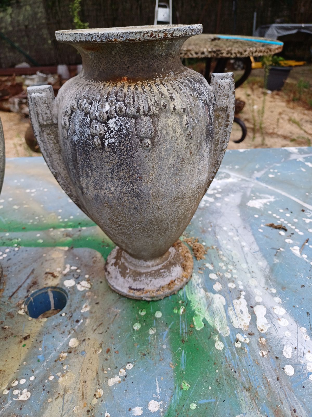 Pair Of Cast Iron Vases 1900 From Charleville Mézières photo for sale