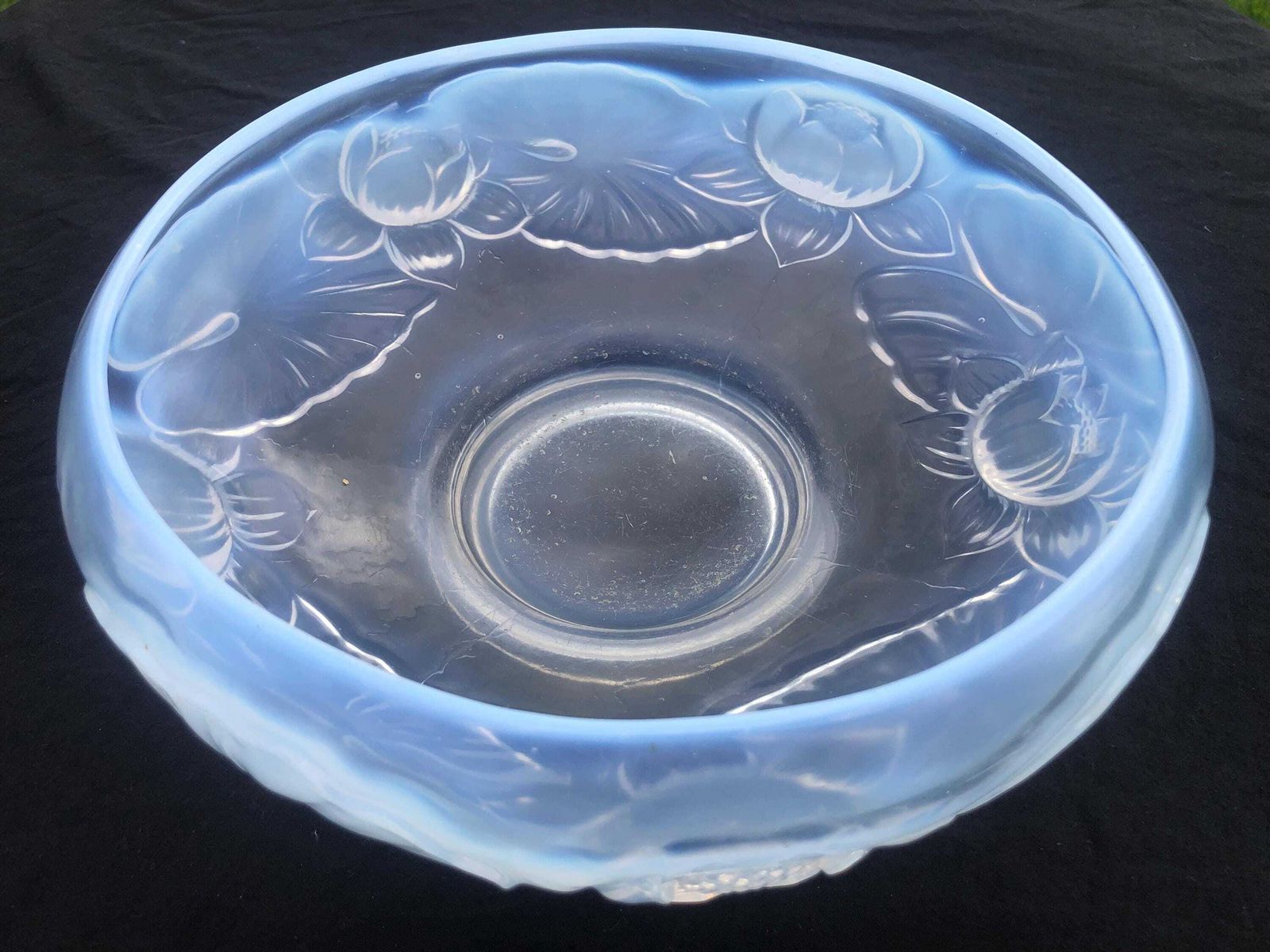 Vintage Josef Inwald For Barolac Lily Pad Frosted Art Glass Bowl 1930s photo furniture