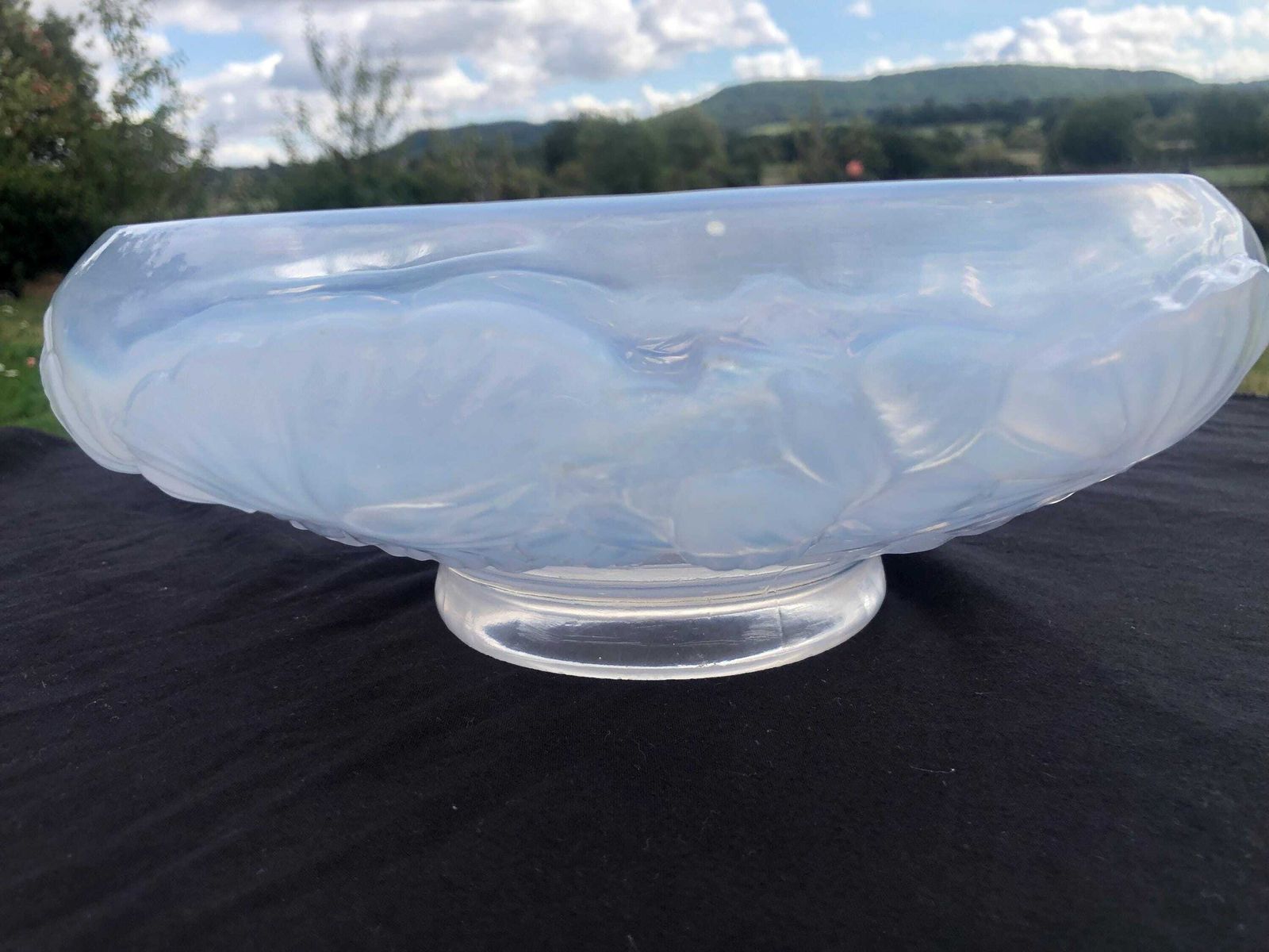 photo for sale Vintage Josef Inwald For Barolac Lily Pad Frosted Art Glass Bowl 1930s